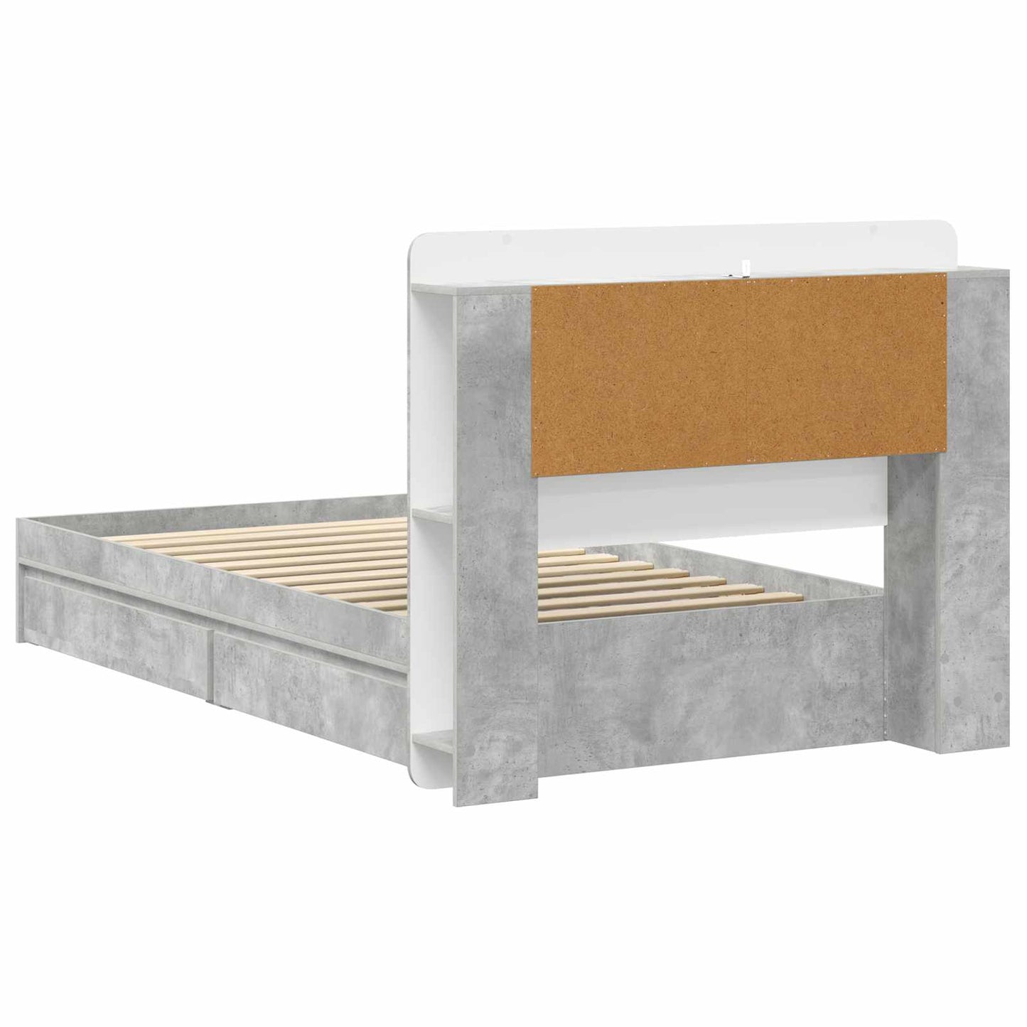 Bed Frame with Storage with Drawer Concrete Grey 75 x 190 cm