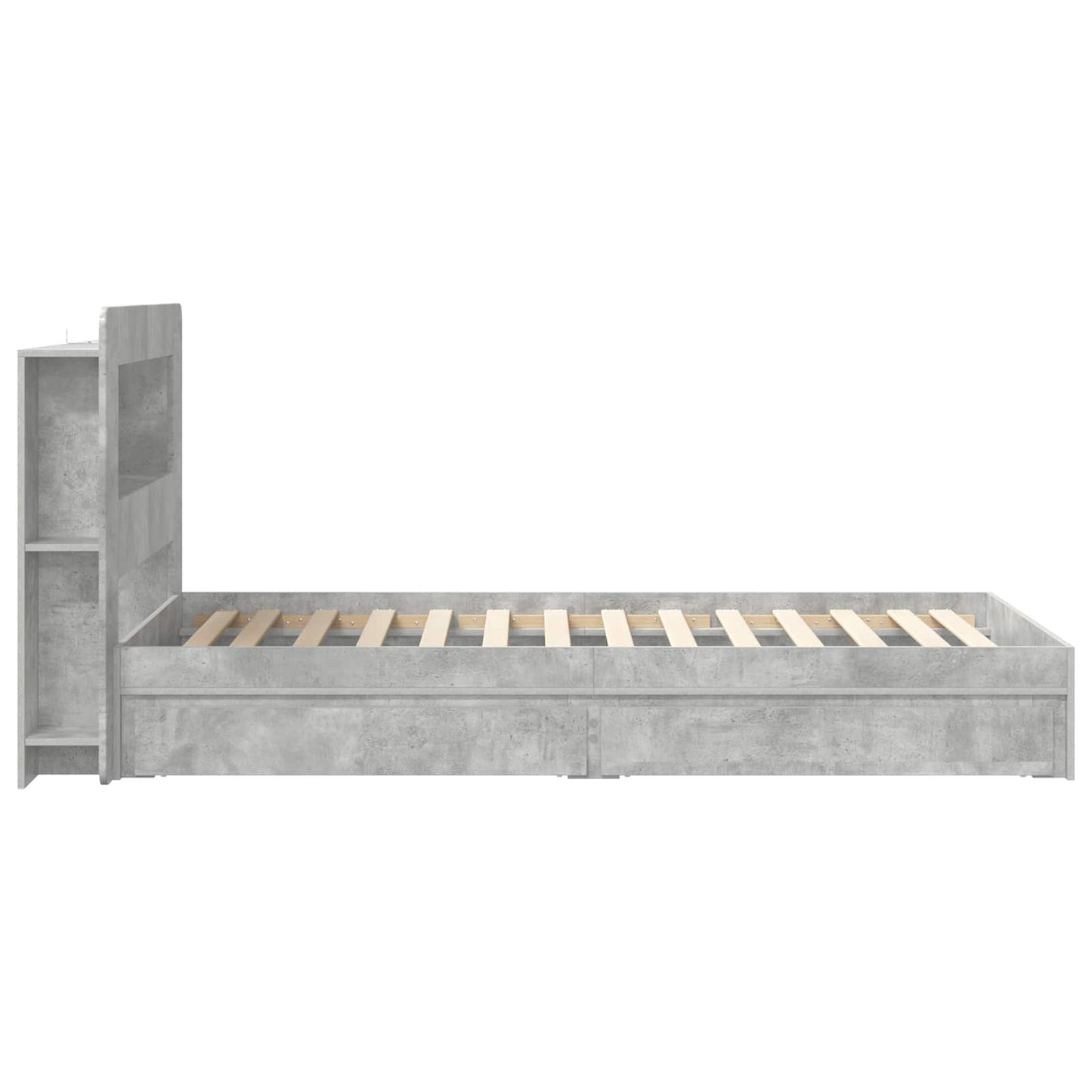 Bed Frame with Storage with Drawer Concrete Grey 75 x 190 cm