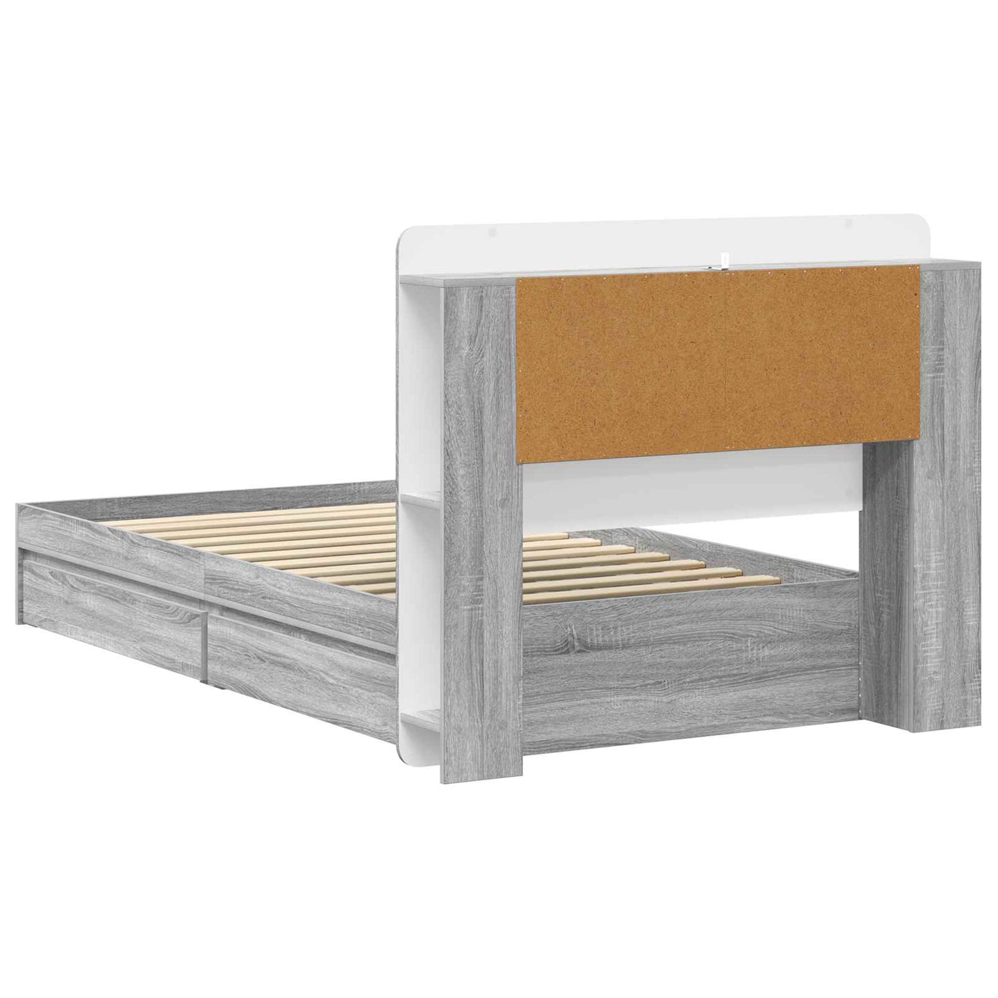 Bed Frame with Storage Grey Sonoma 75 x 190 cm Engineered Wood