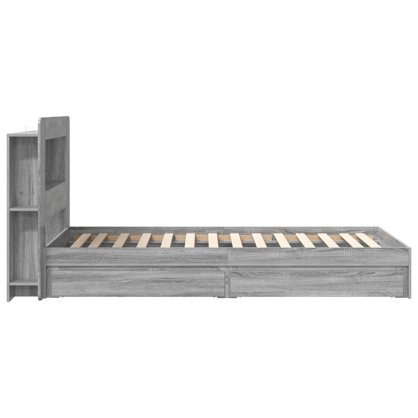 Bed Frame with Storage Grey Sonoma 75 x 190 cm Engineered Wood