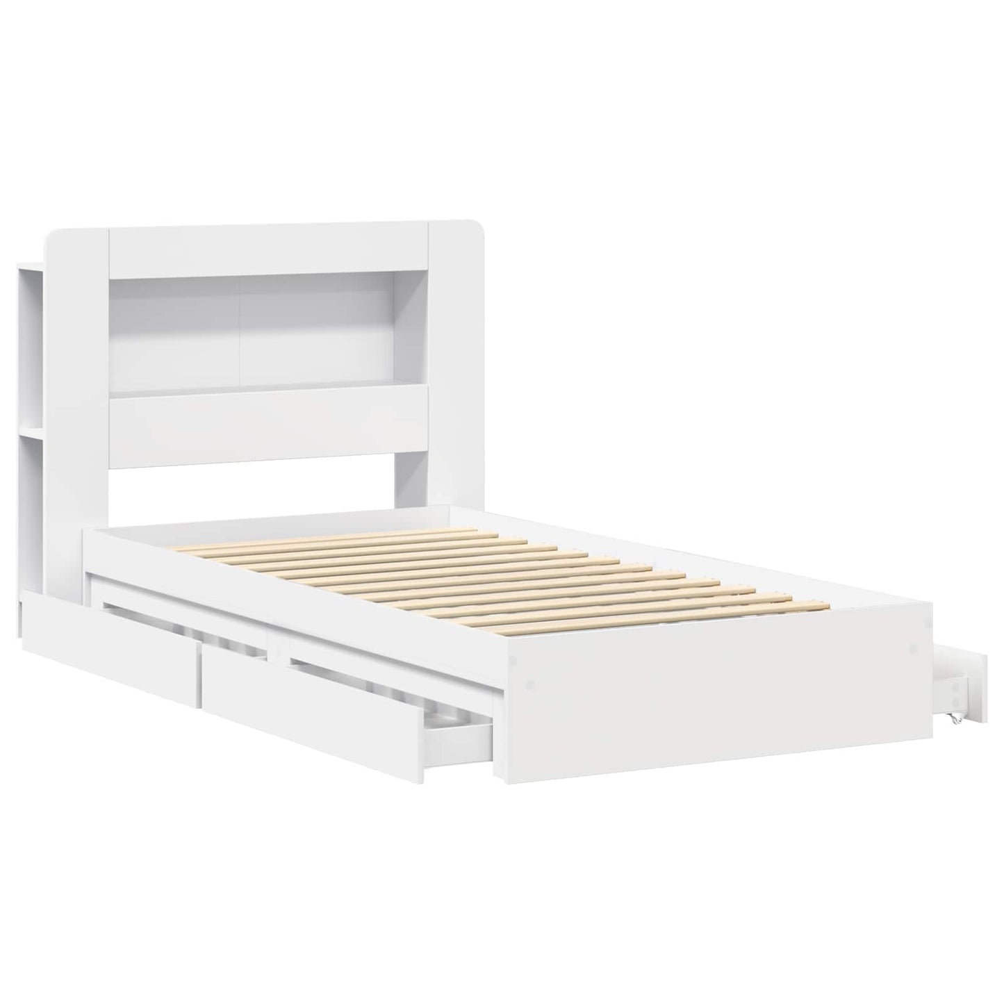 Bed Frame with Storage White 75 x 190 cm Engineered Wood