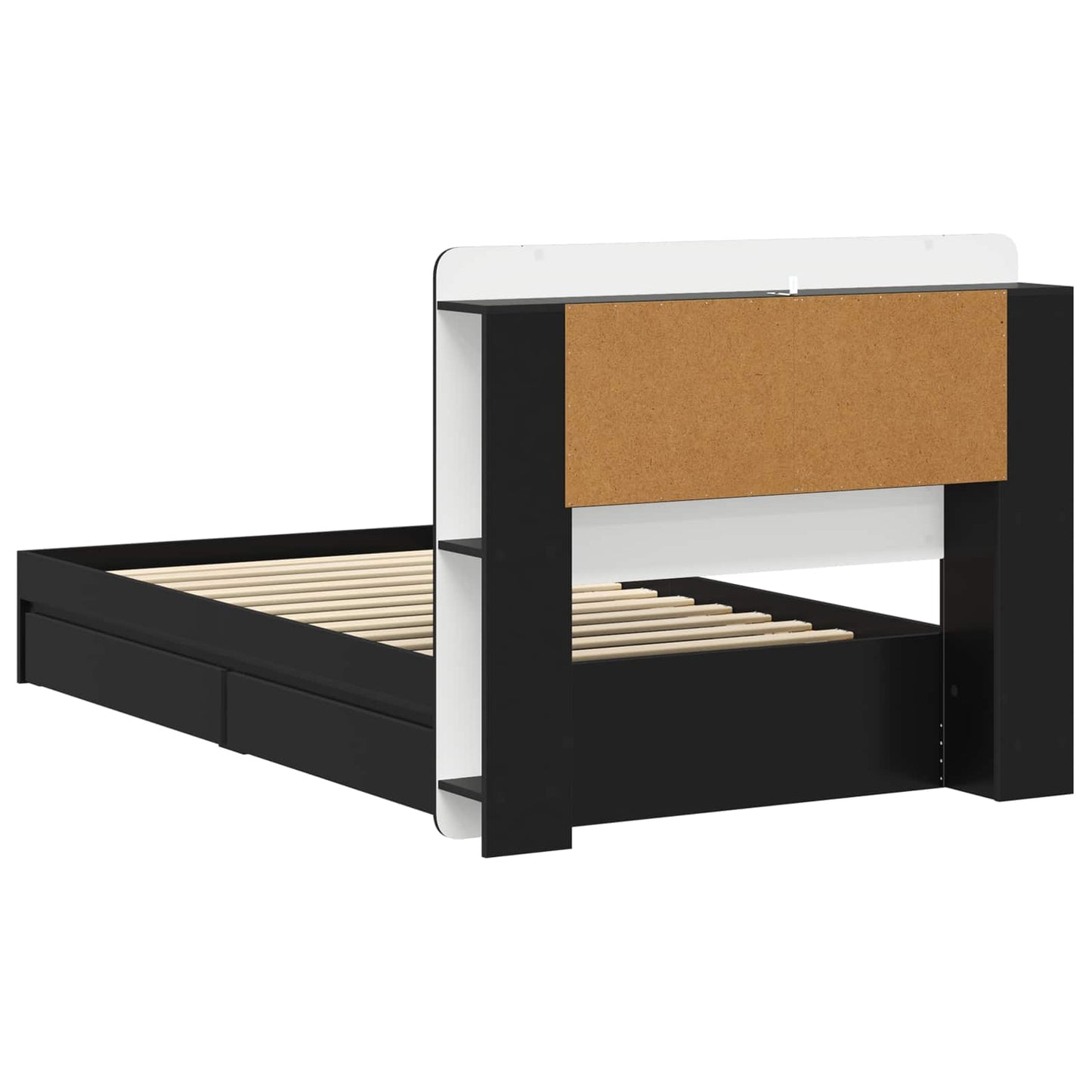 Bed Frame with Storage Black 90 x 190 cm Engineered Wood