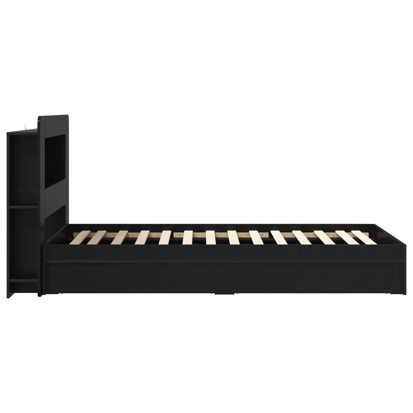 Bed Frame with Storage Black 90 x 190 cm Engineered Wood
