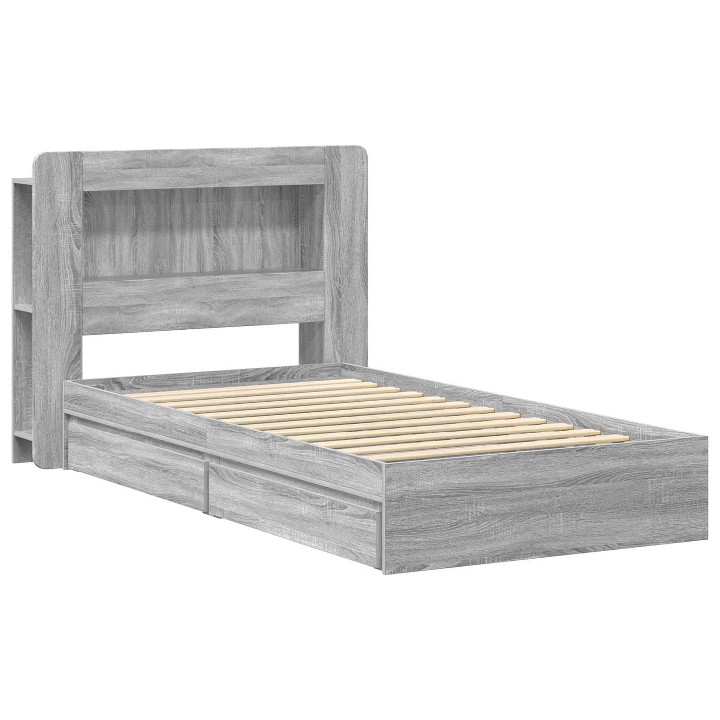Bed Frame with Storage Grey Sonoma 90 x 190 cm Engineered Wood