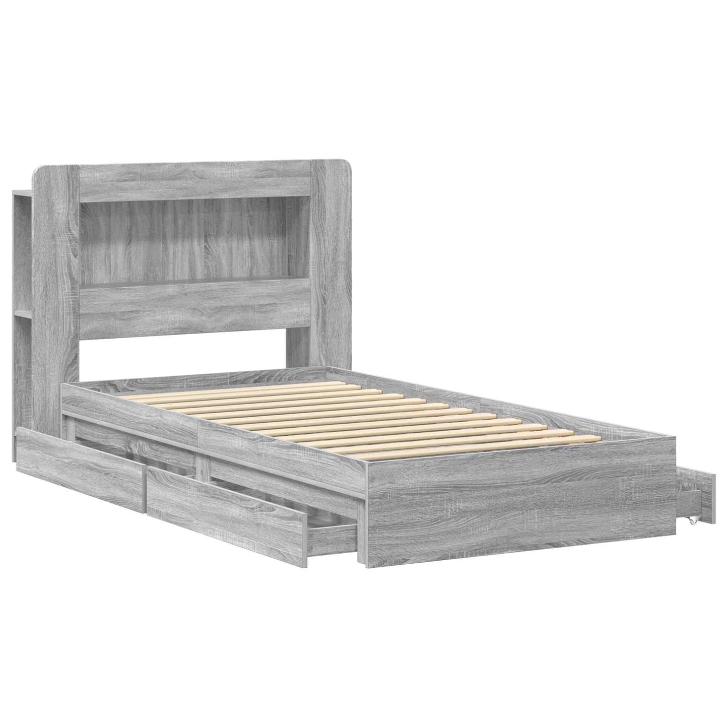 Bed Frame with Storage Grey Sonoma 90 x 190 cm Engineered Wood
