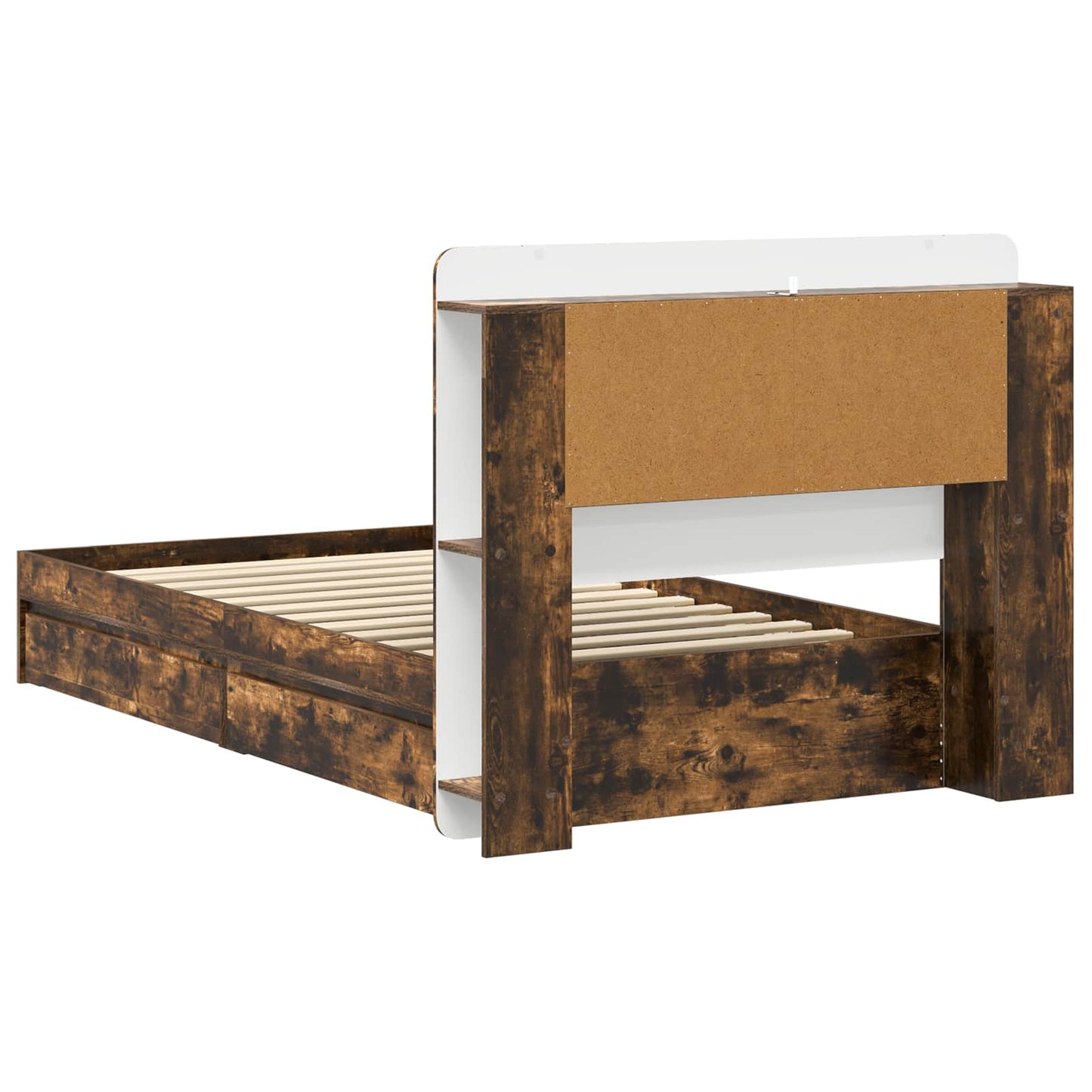 Bed Frame with Storage Smoked Oak 90 x 190 cm Engineered Wood