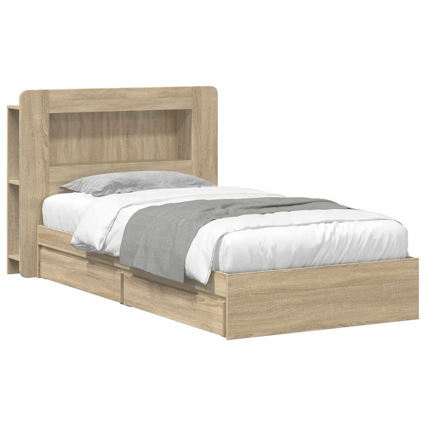 Bed Frame with Storage Sonoma Oak 90 x 190 cm Engineered Wood