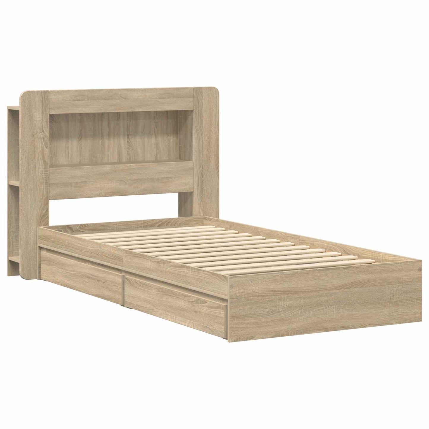 Bed Frame with Storage Sonoma Oak 90 x 190 cm Engineered Wood