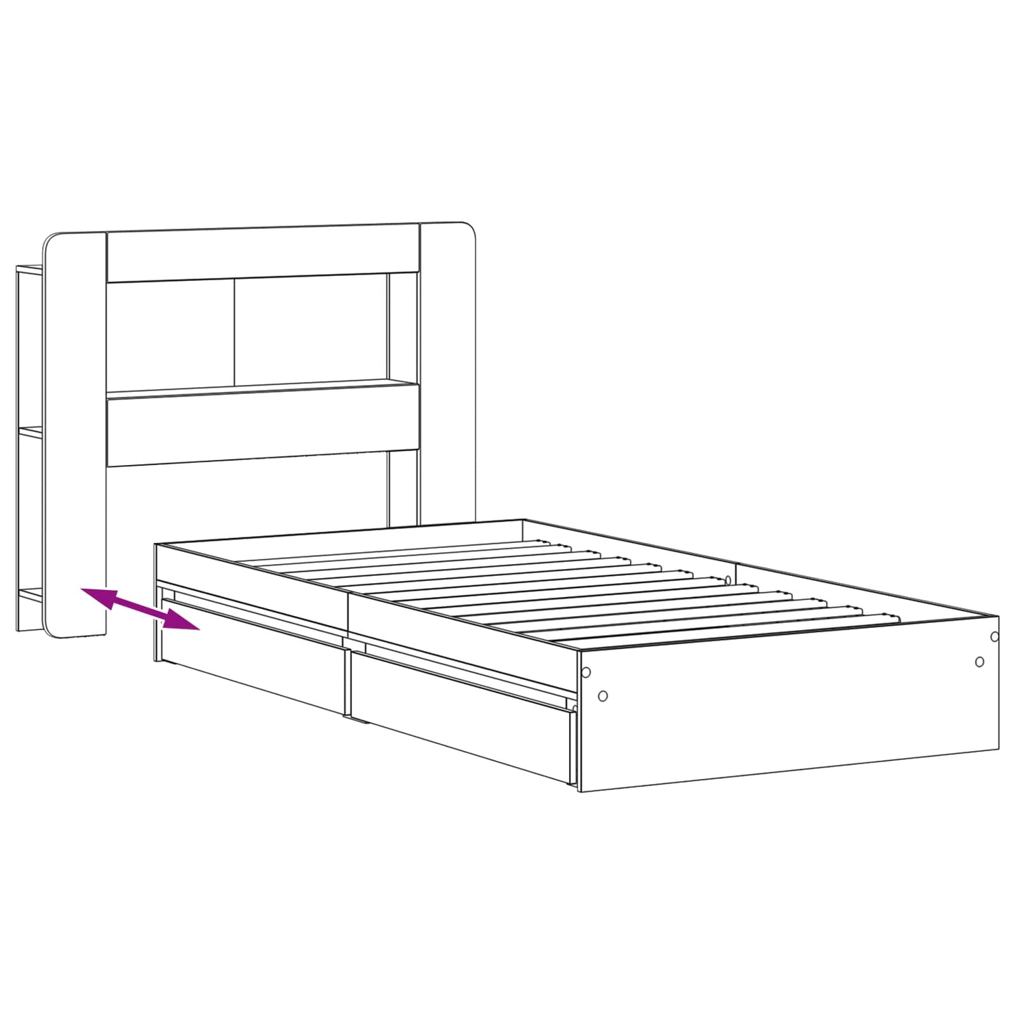 Bed Frame with Storage Sonoma Oak 90 x 190 cm Engineered Wood
