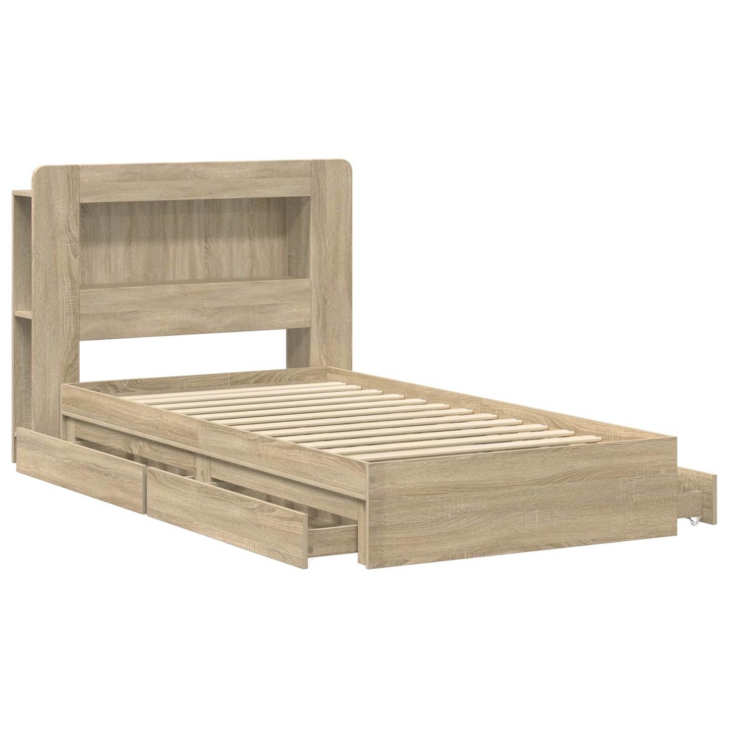 Bed Frame with Storage Sonoma Oak 90 x 200 cm Engineered Wood
