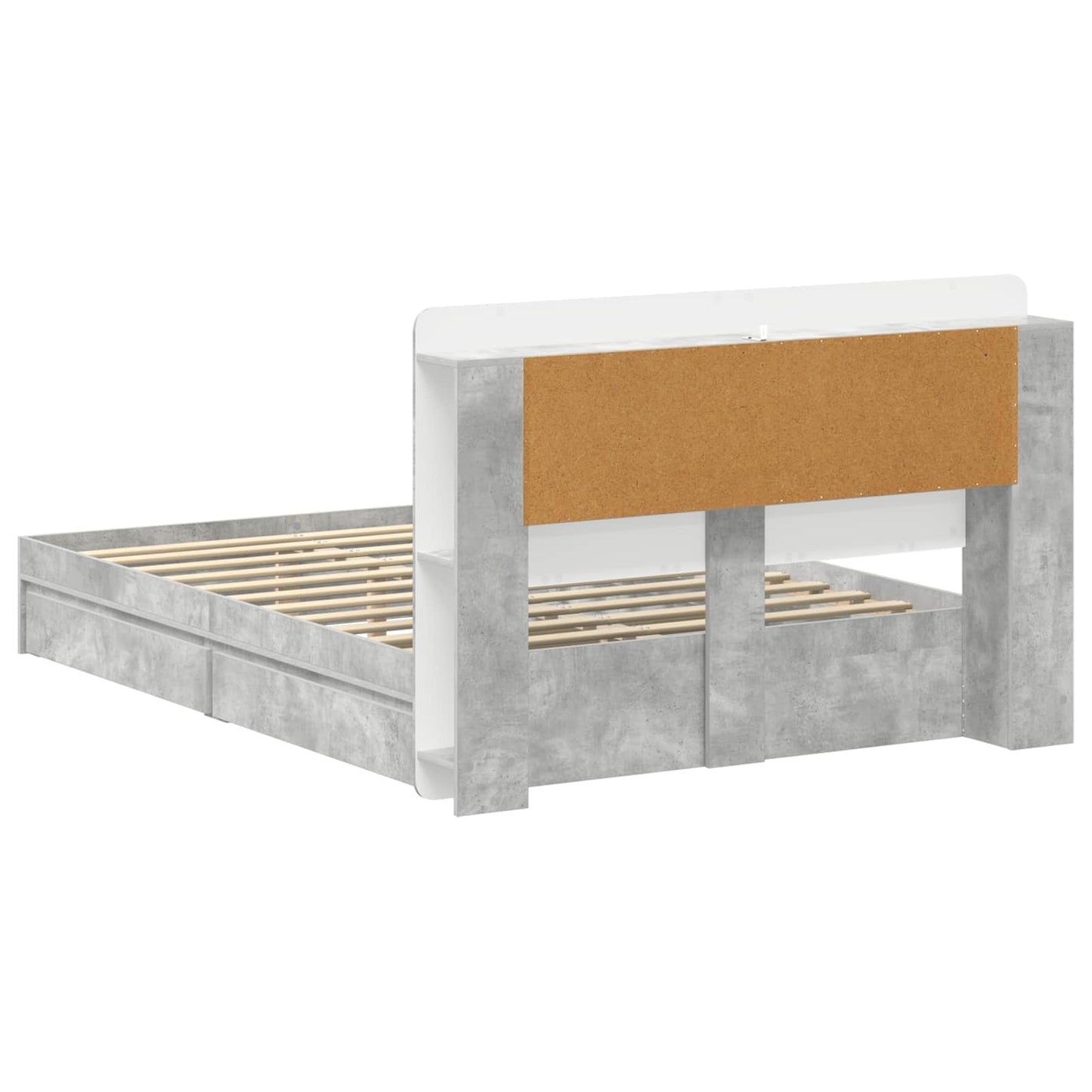 Bed Frame with Storage with Drawer Concrete Grey 135 x 190 cm