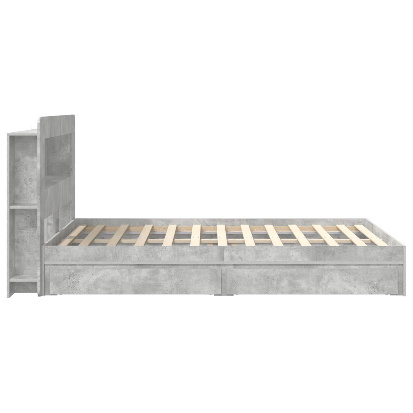 Bed Frame with Storage with Drawer Concrete Grey 135 x 190 cm