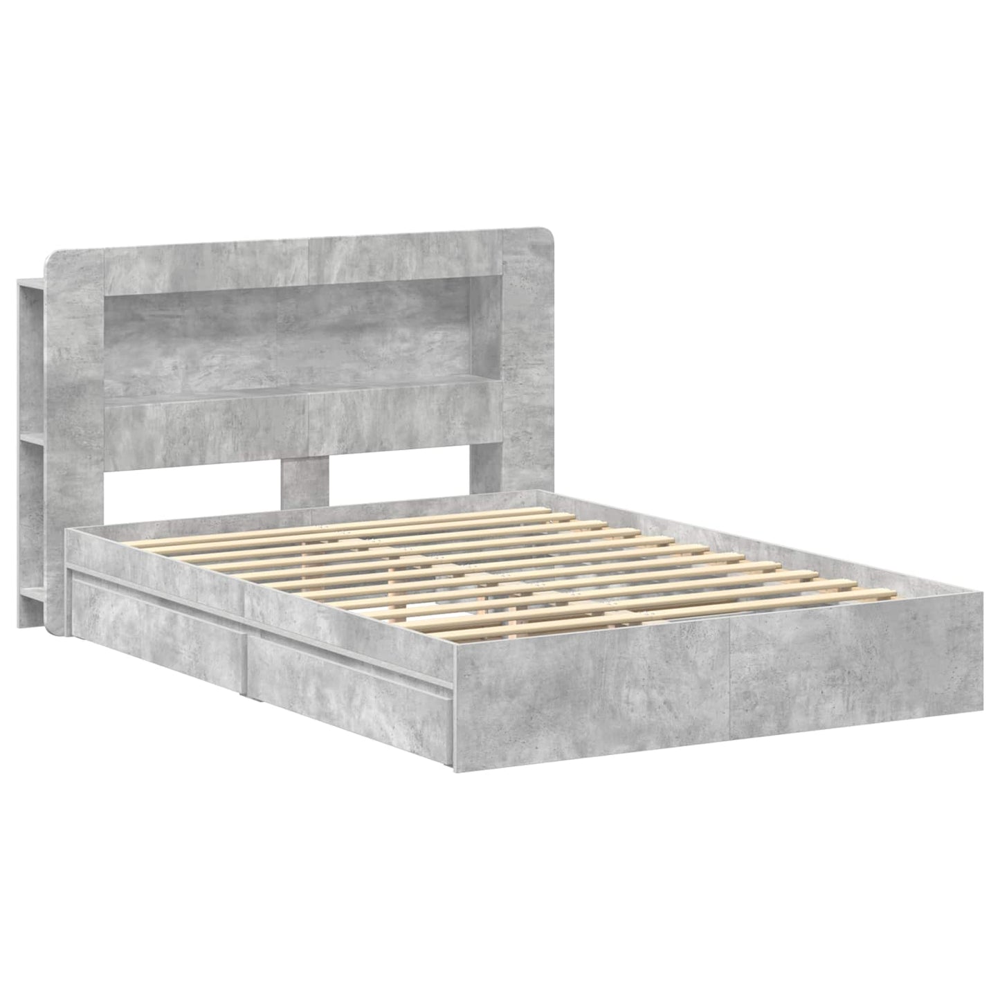 Bed Frame with Storage with Drawer Concrete Grey 150 x 200 cm