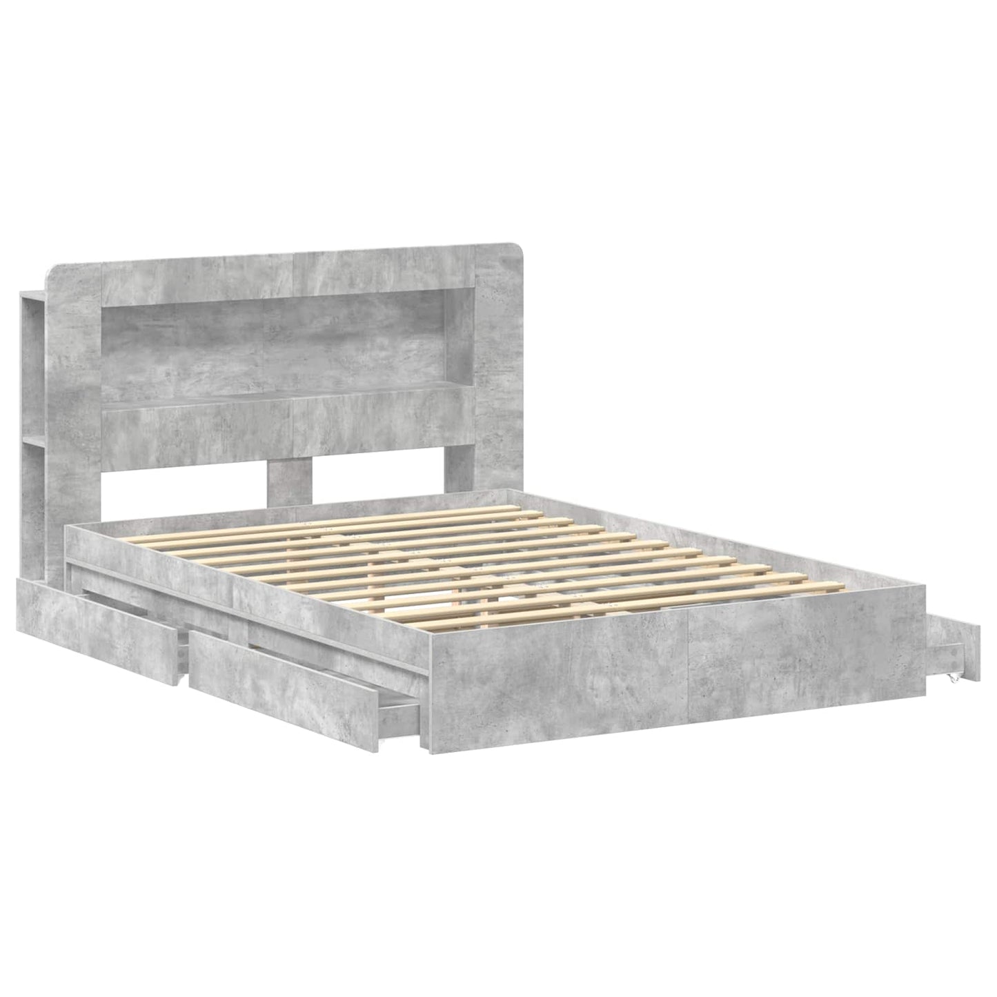 Bed Frame with Storage with Drawer Concrete Grey 150 x 200 cm