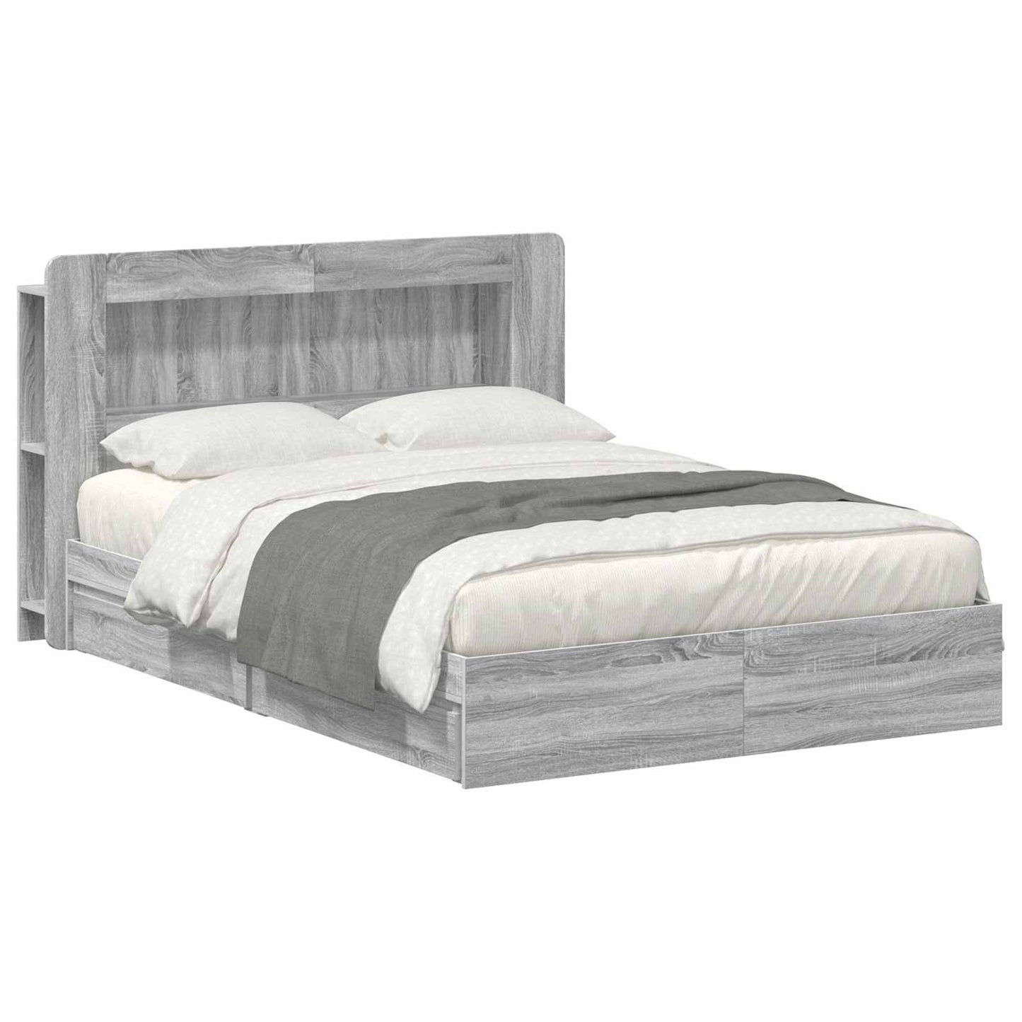 Bed Frame with Storage Grey Sonoma 160 x 200 cm Engineered Wood