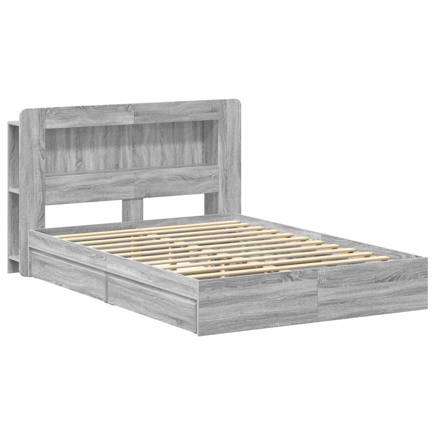 Bed Frame with Storage Grey Sonoma 160 x 200 cm Engineered Wood