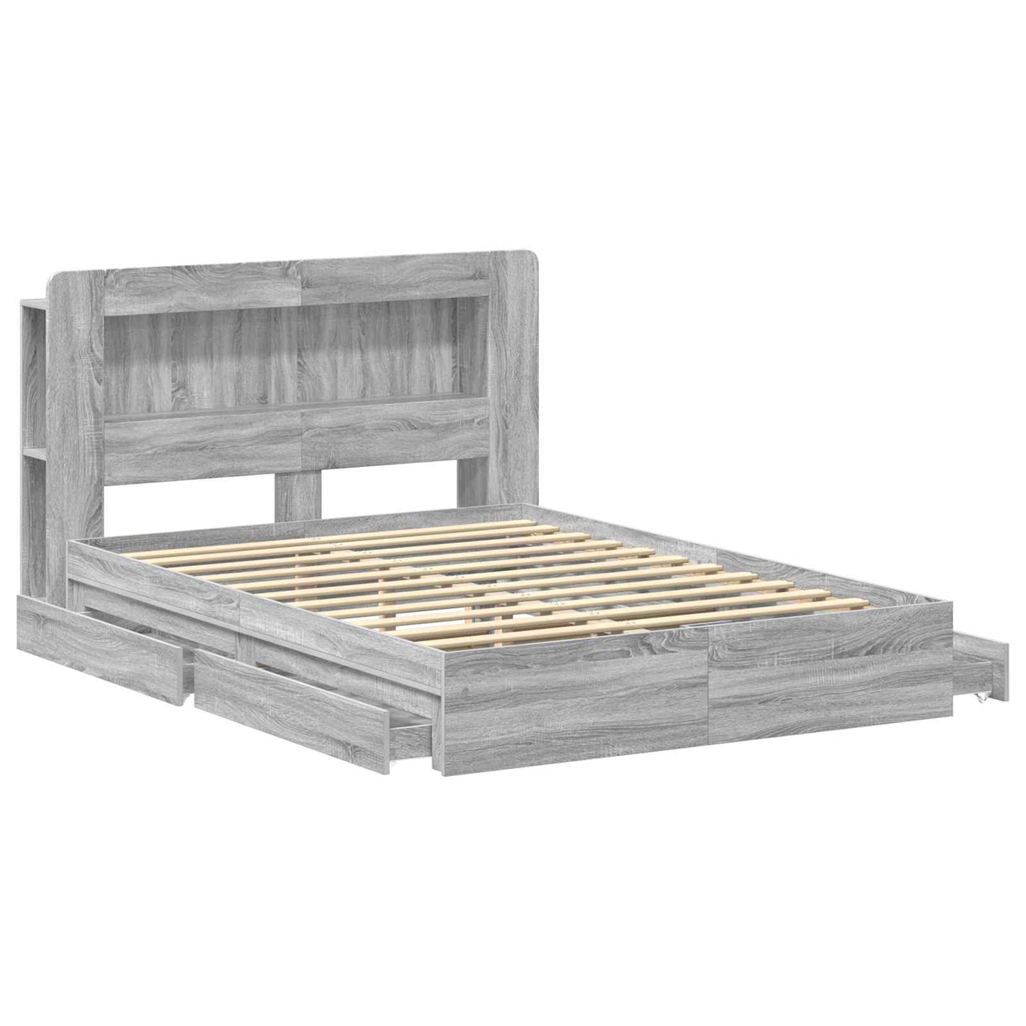 Bed Frame with Storage Grey Sonoma 160 x 200 cm Engineered Wood