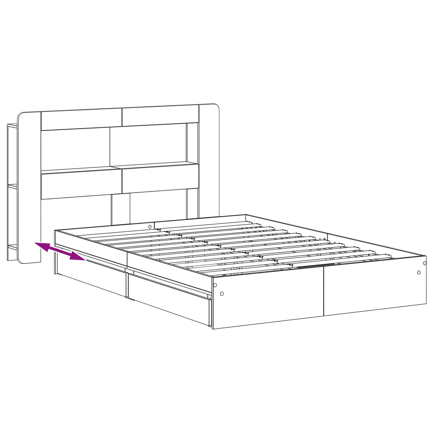 Bed Frame with Storage Grey Sonoma 160 x 200 cm Engineered Wood