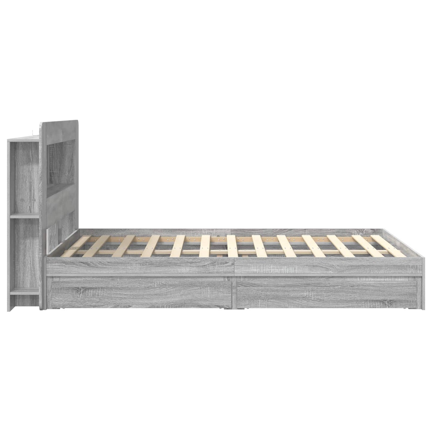 Bed Frame with Storage Grey Sonoma 160 x 200 cm Engineered Wood