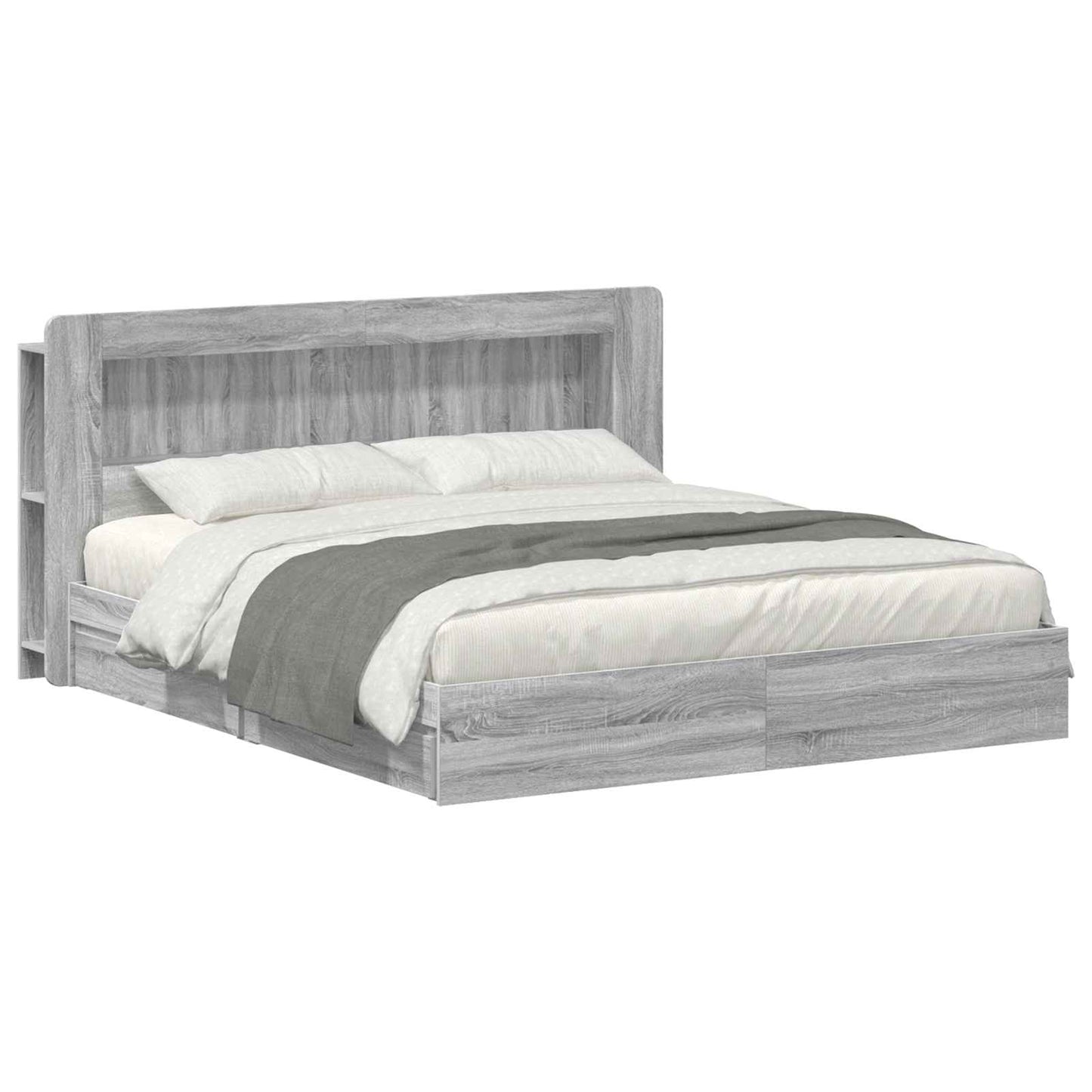Bed Frame with Storage Grey Sonoma 180 x 200 cm Engineered Wood