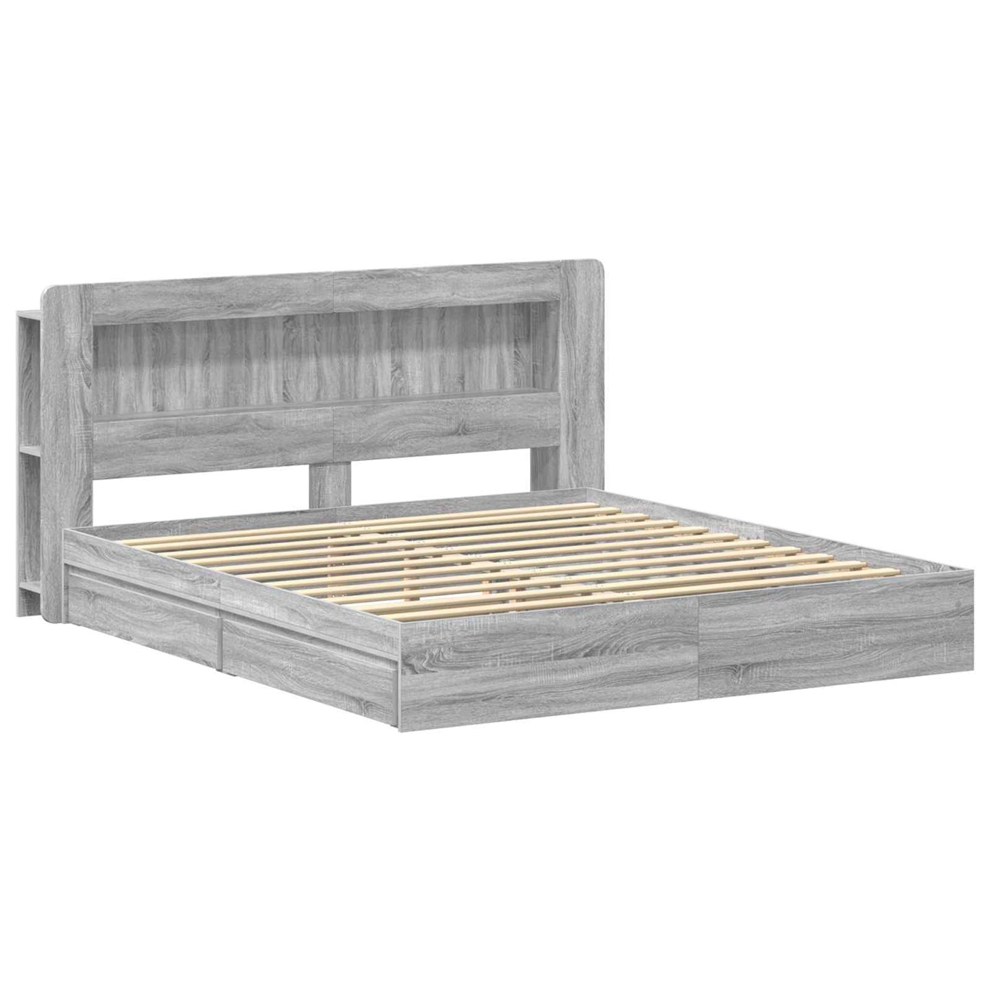 Bed Frame with Storage Grey Sonoma 180 x 200 cm Engineered Wood
