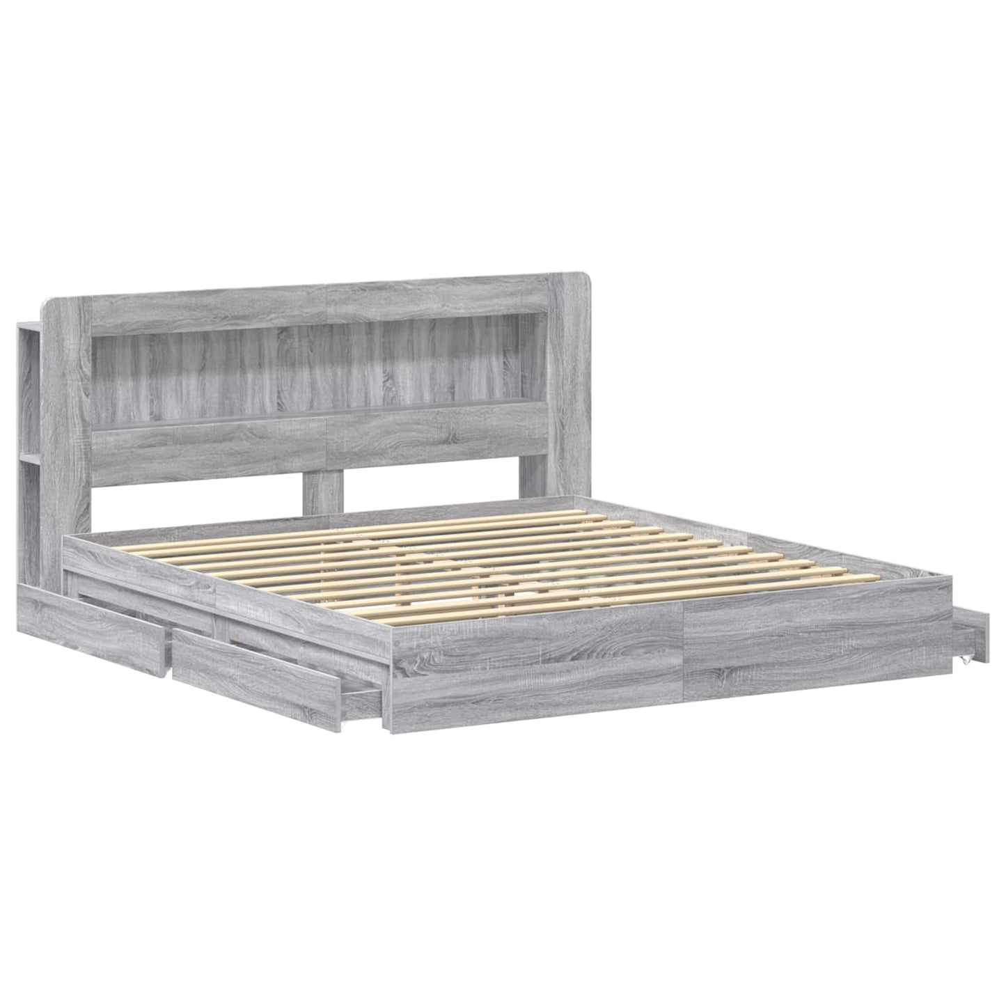 Bed Frame with Storage Grey Sonoma 180 x 200 cm Engineered Wood