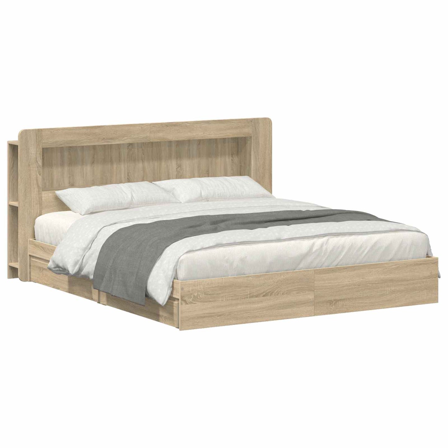Bed Frame with Storage Sonoma Oak 180 x 200 cm Engineered Wood