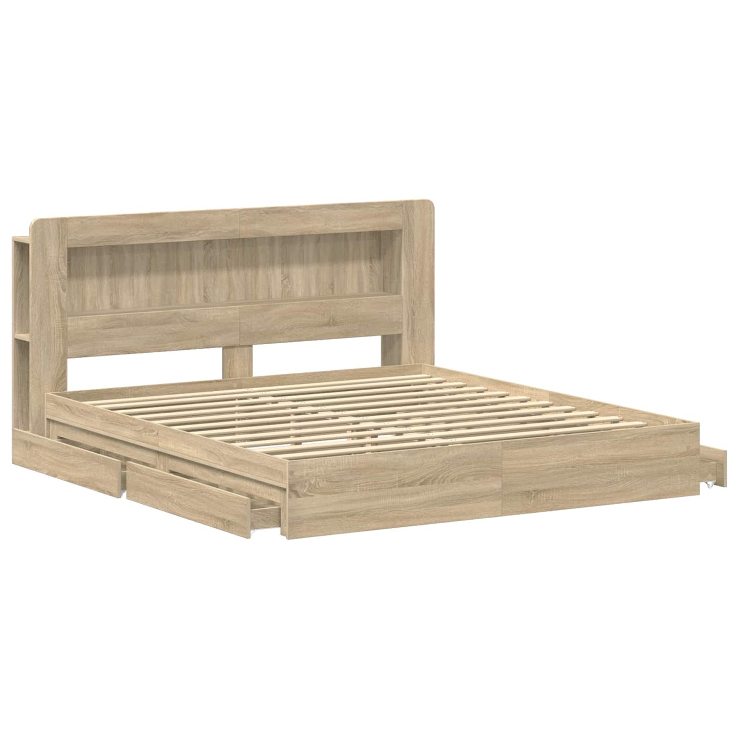 Bed Frame with Storage Sonoma Oak 180 x 200 cm Engineered Wood