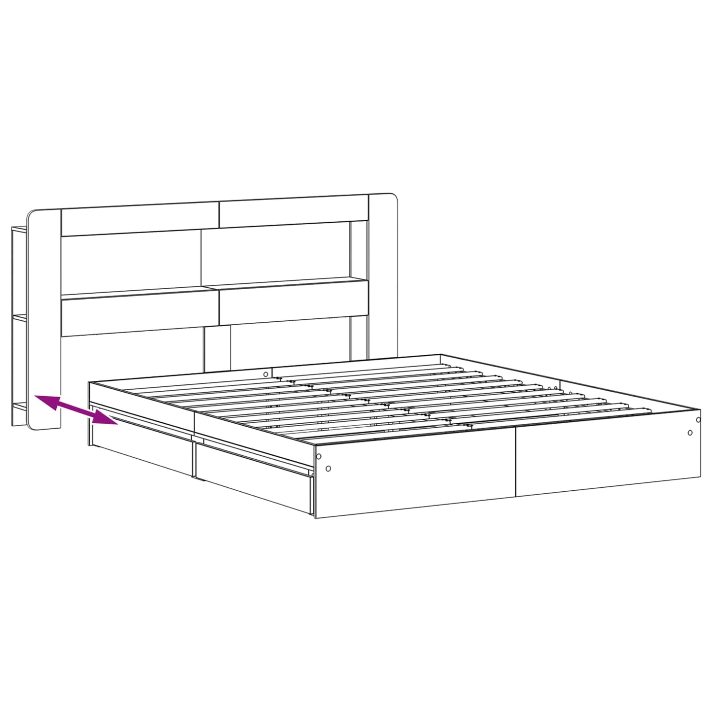 Bed Frame with Storage Sonoma Oak 180 x 200 cm Engineered Wood