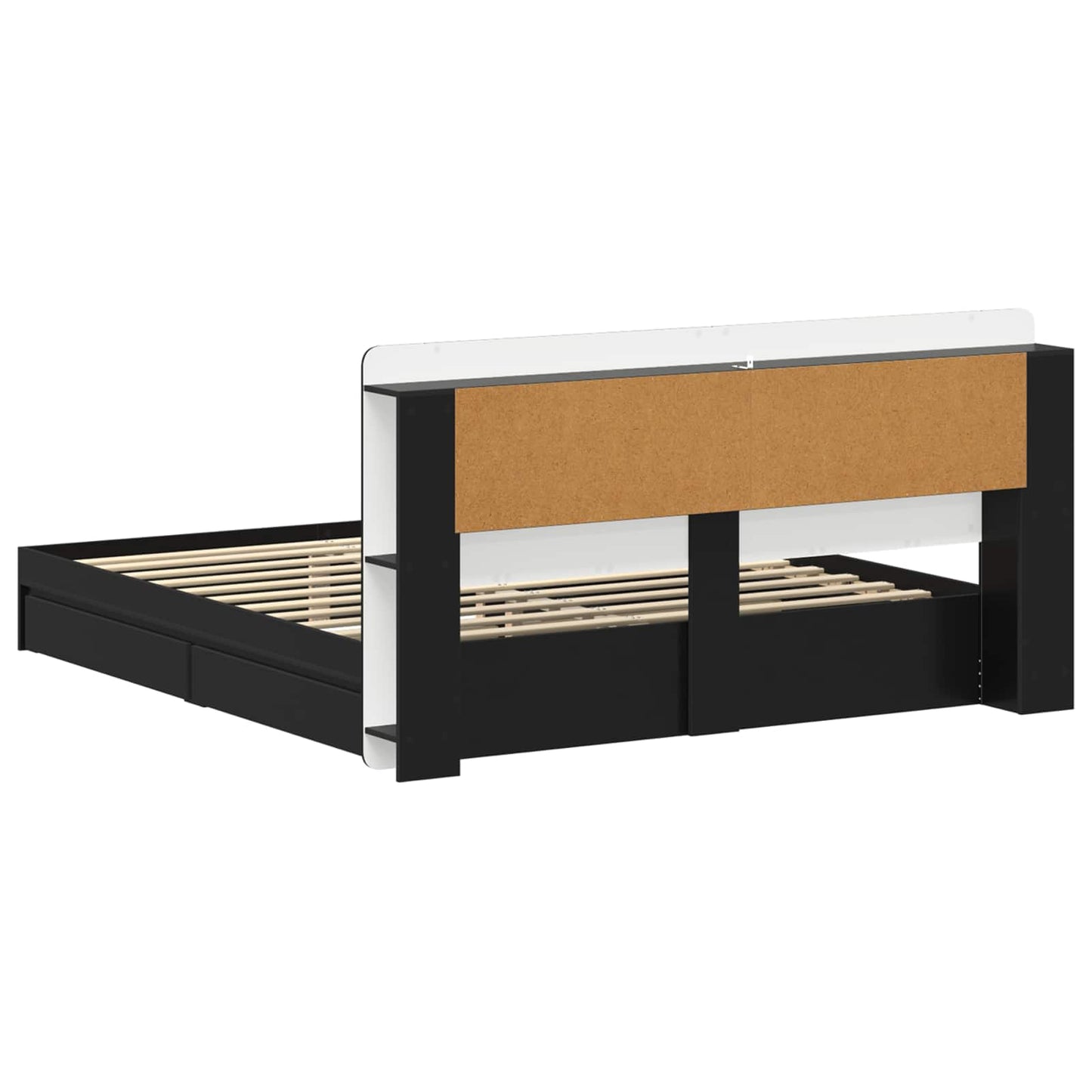 Bed Frame with Storage Black 200 x 200 cm Engineered Wood
