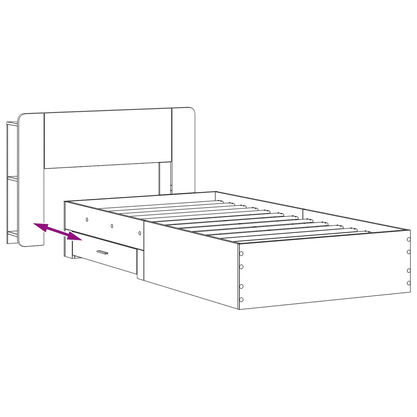 Bed Frame with Storage Black 75 x 190 cm Engineered Wood