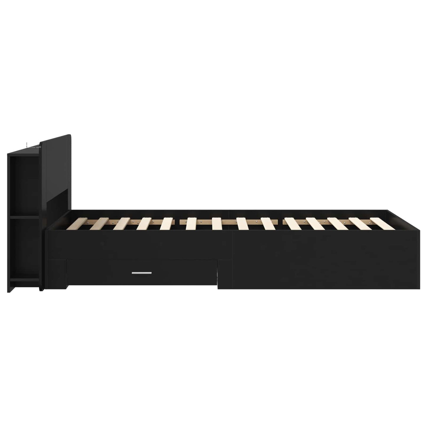 Bed Frame with Storage Black 75 x 190 cm Engineered Wood