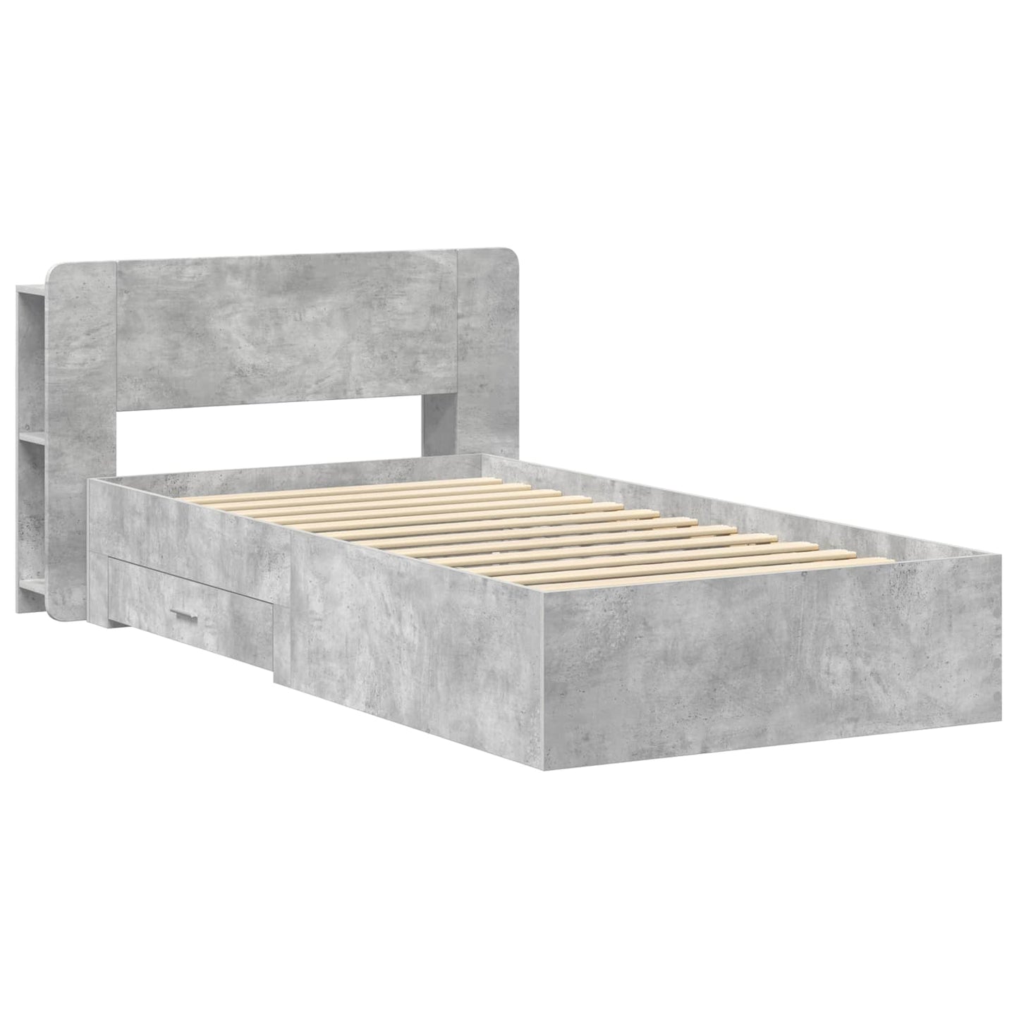 Bed Frame with Storage with Headboard Concrete Grey 75 x 190 cm
