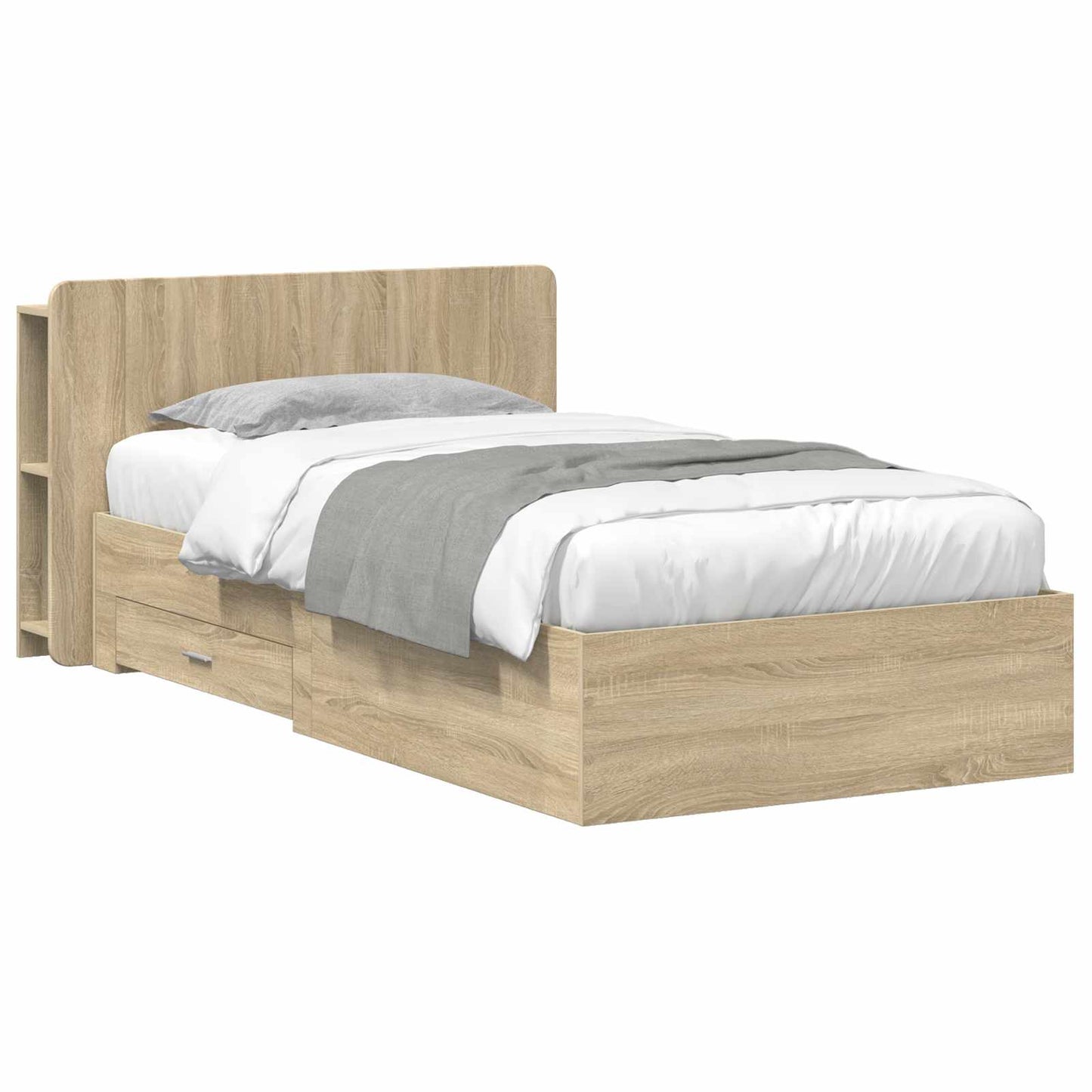 Bed Frame with Storage Sonoma Oak 75 x 190 cm Engineered Wood