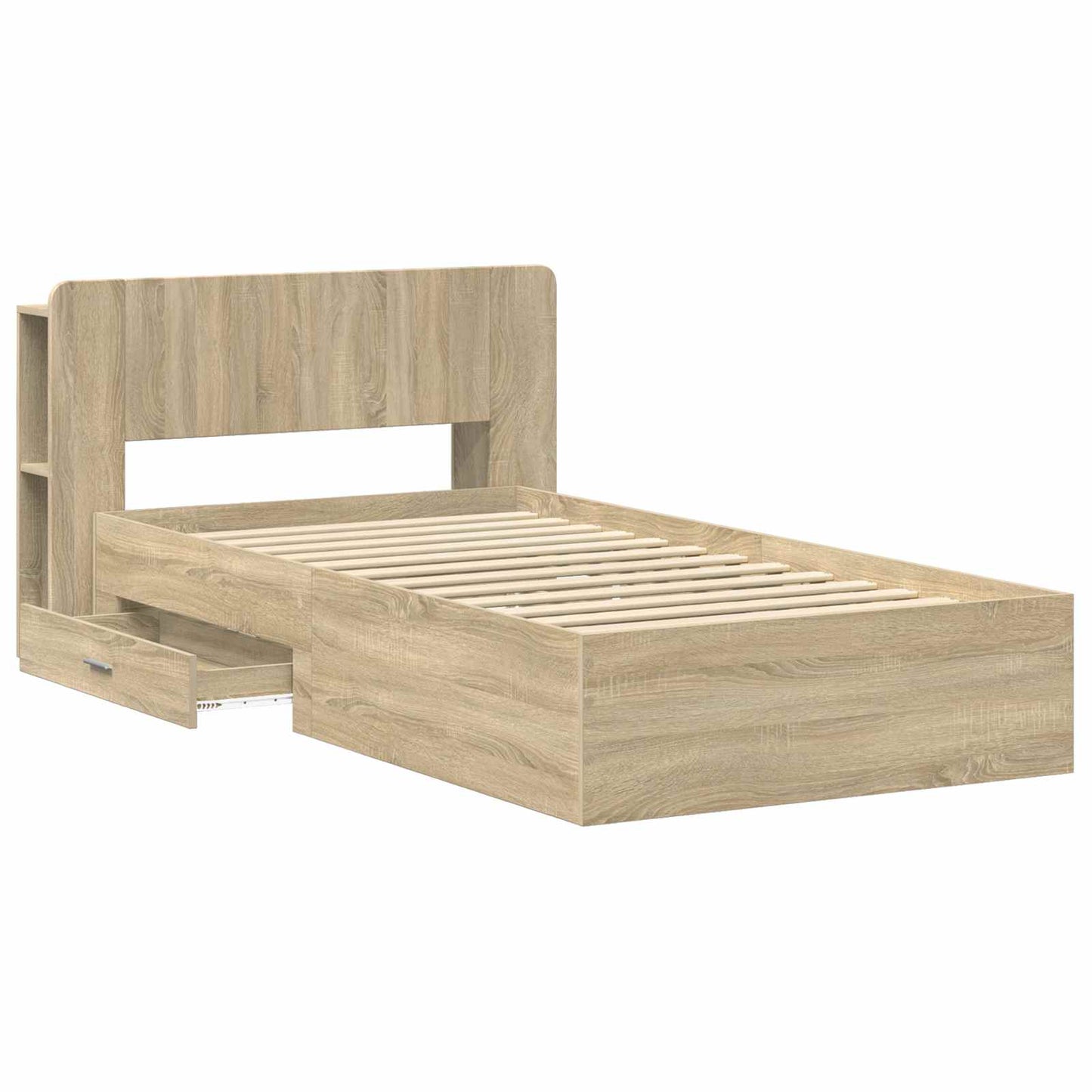Bed Frame with Storage Sonoma Oak 75 x 190 cm Engineered Wood