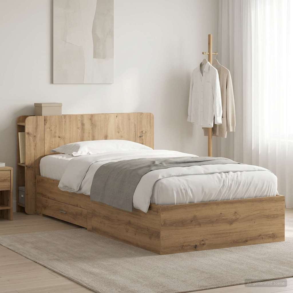Bed Frame with Storage Artisan Oak 80 x 200 cm Engineered Wood