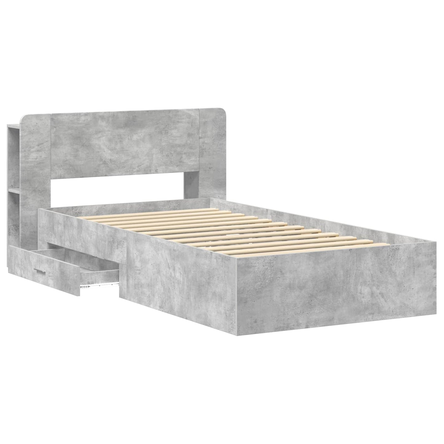 Bed Frame with Storage with Headboard Concrete Grey 80 x 200 cm