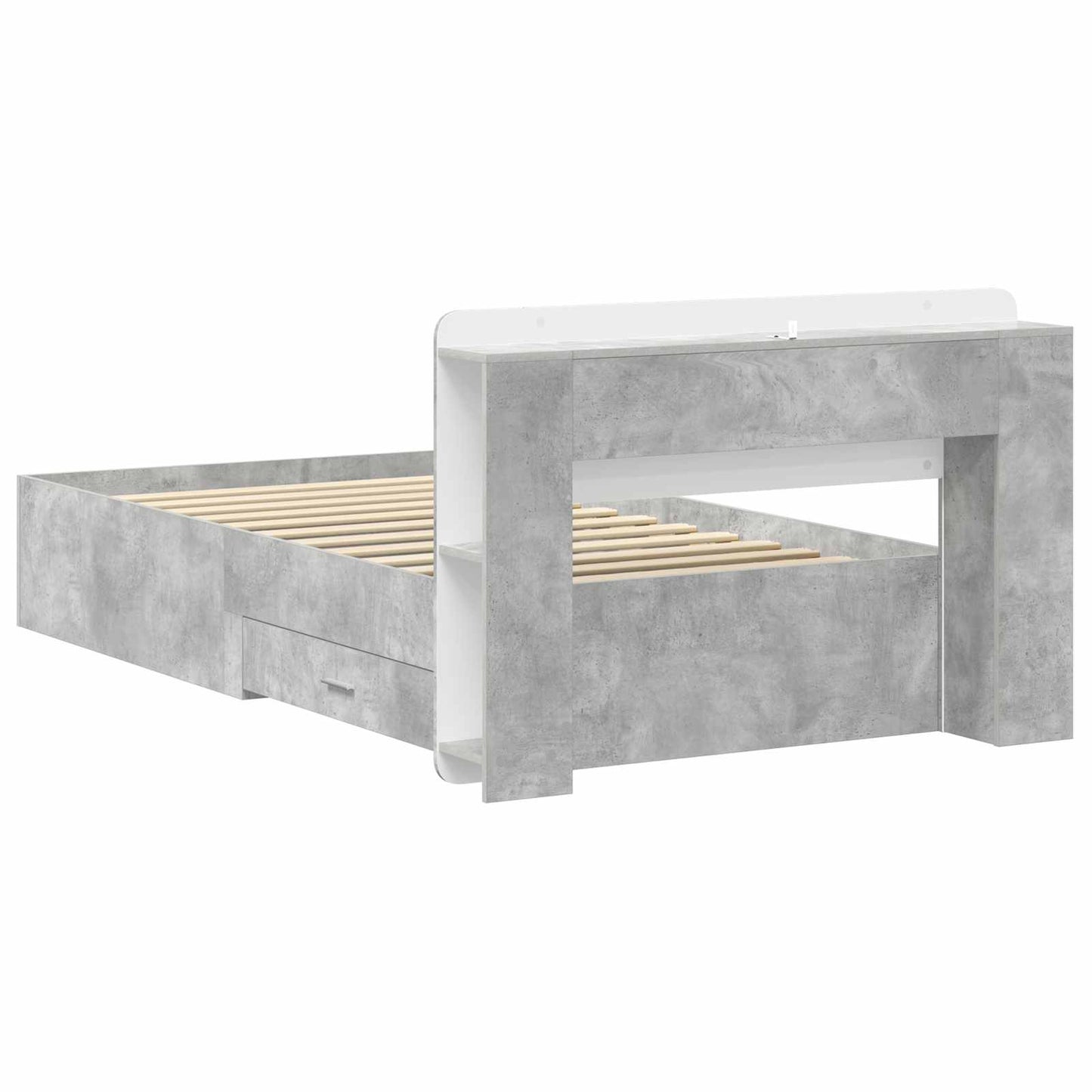 Bed Frame with Storage with Headboard Concrete Grey 80 x 200 cm