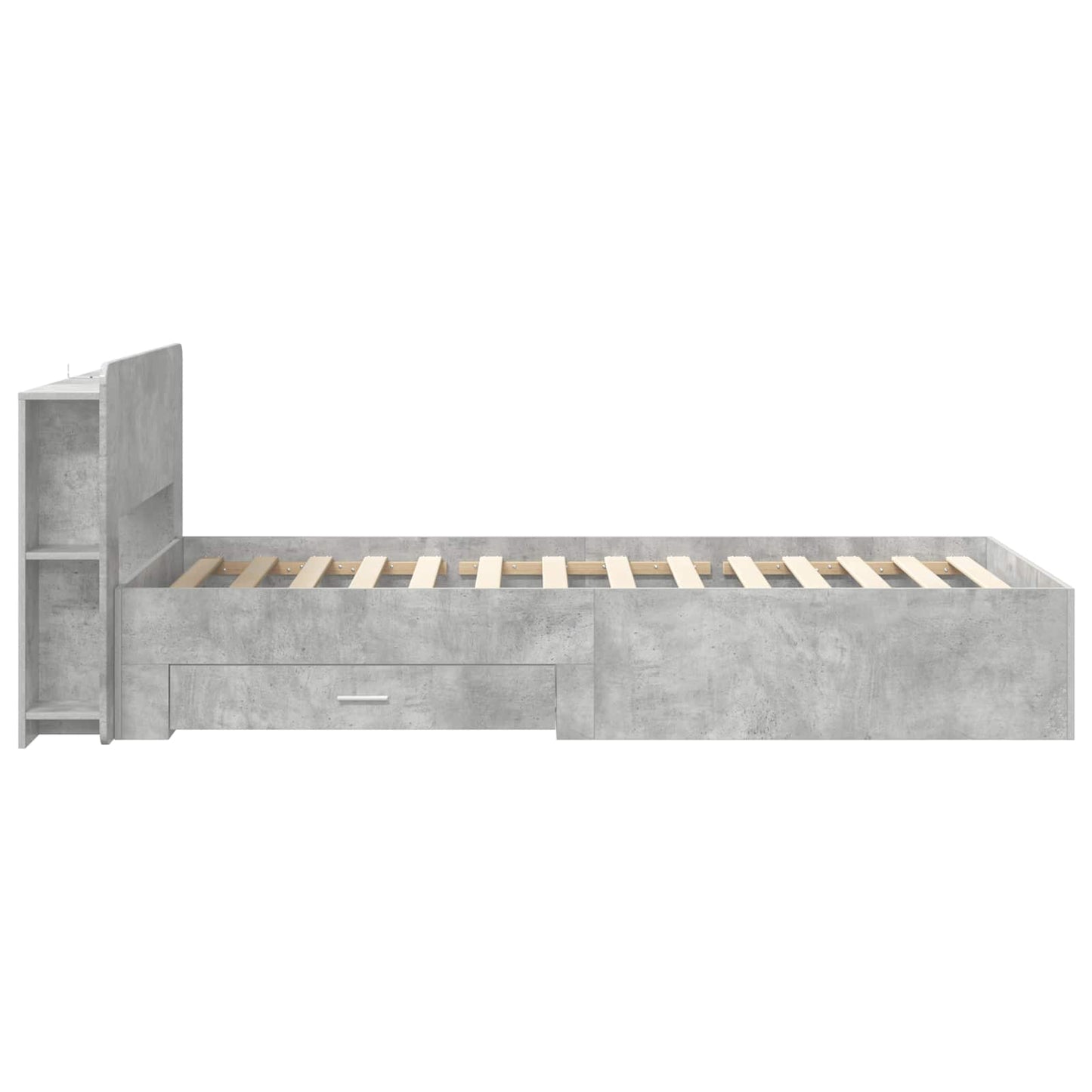 Bed Frame with Storage with Headboard Concrete Grey 80 x 200 cm