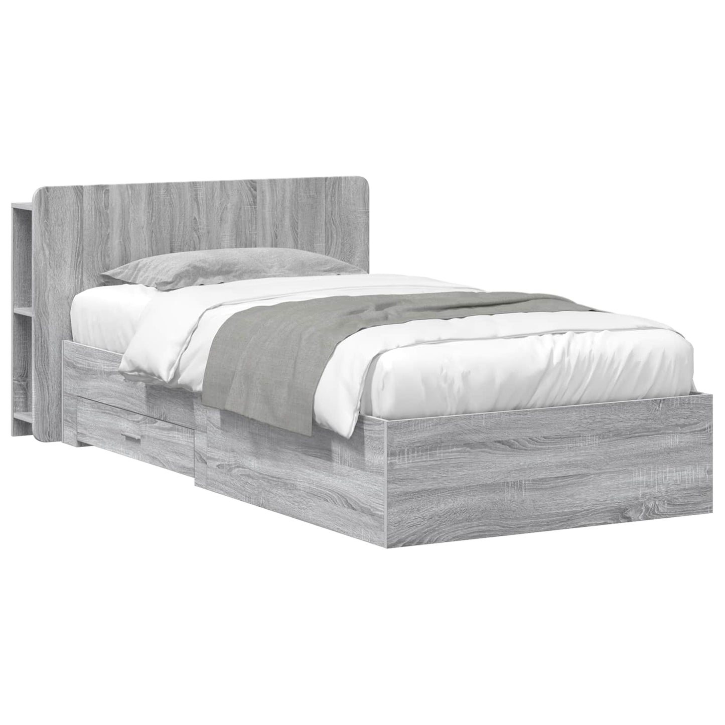 Bed Frame with Storage Grey Sonoma 80 x 200 cm Engineered Wood