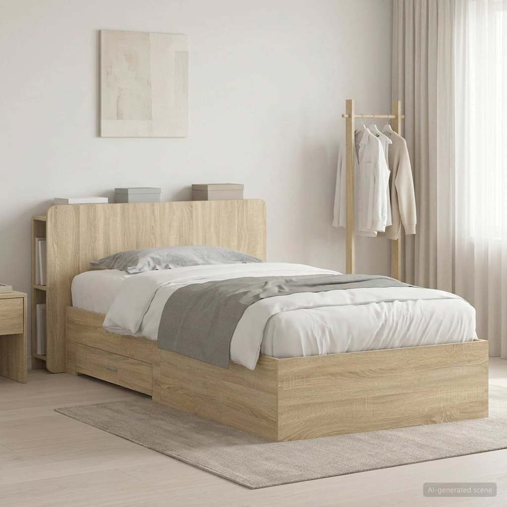 Bed Frame with Storage Sonoma Oak 80 x 200 cm Engineered Wood