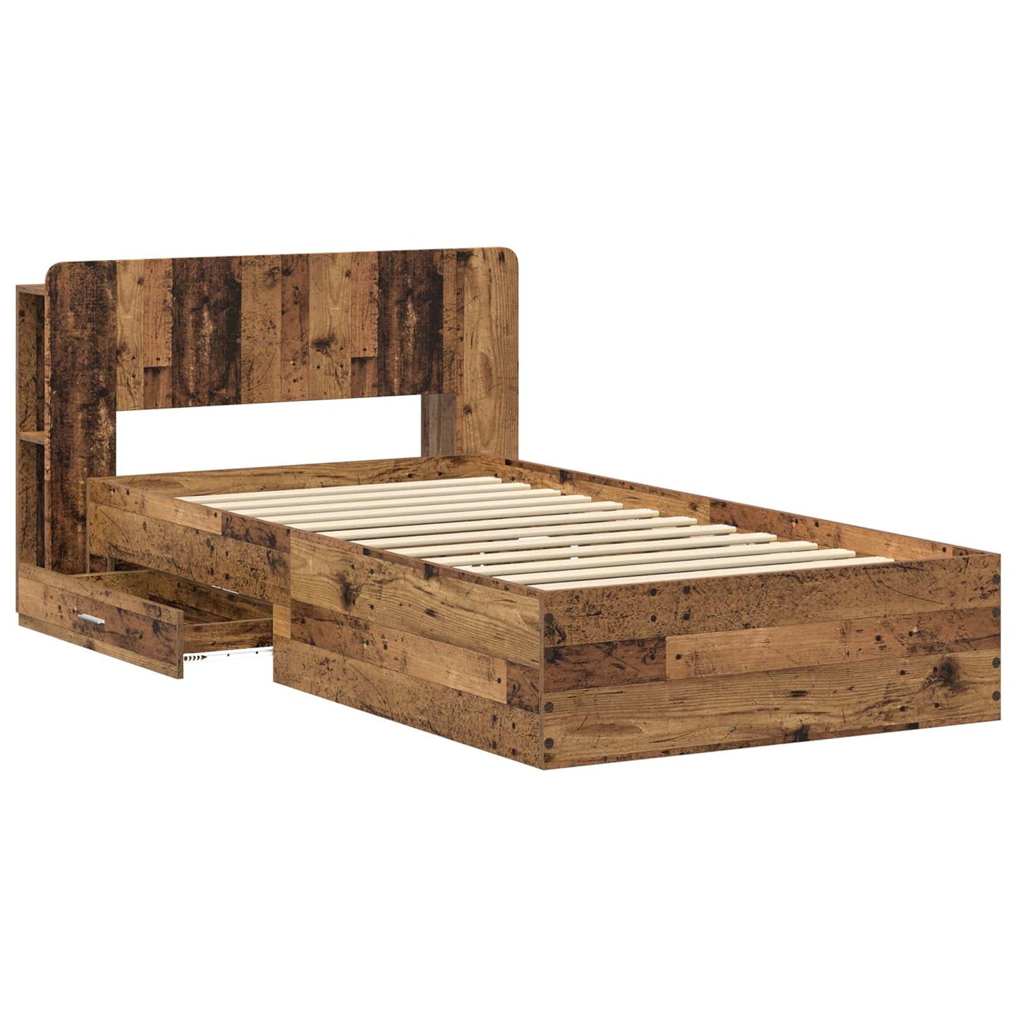 Bed Frame with Storage Old Wood 90 x 190 cm Engineered Wood