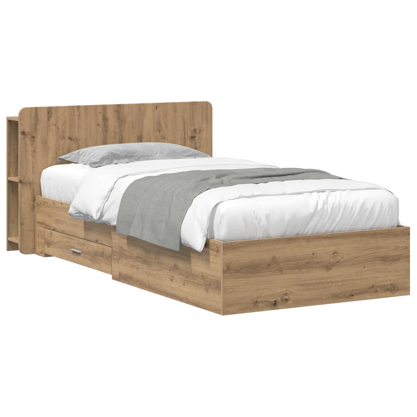 Bed Frame with Storage Artisan Oak 100 x 200 cm Engineered Wood