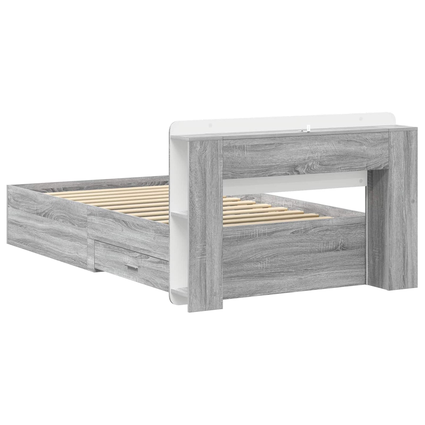 Bed Frame with Storage Grey Sonoma 100 x 200 cm Engineered Wood