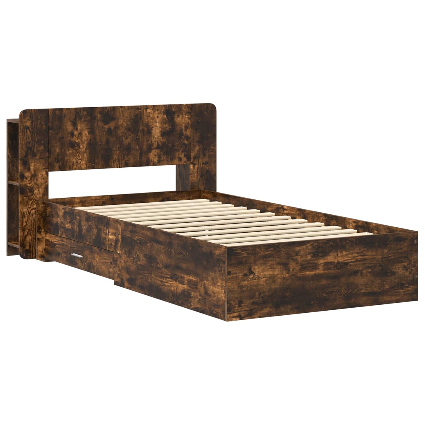 Bed Frame with Storage Smoked Oak 100 x 200 cm Engineered Wood