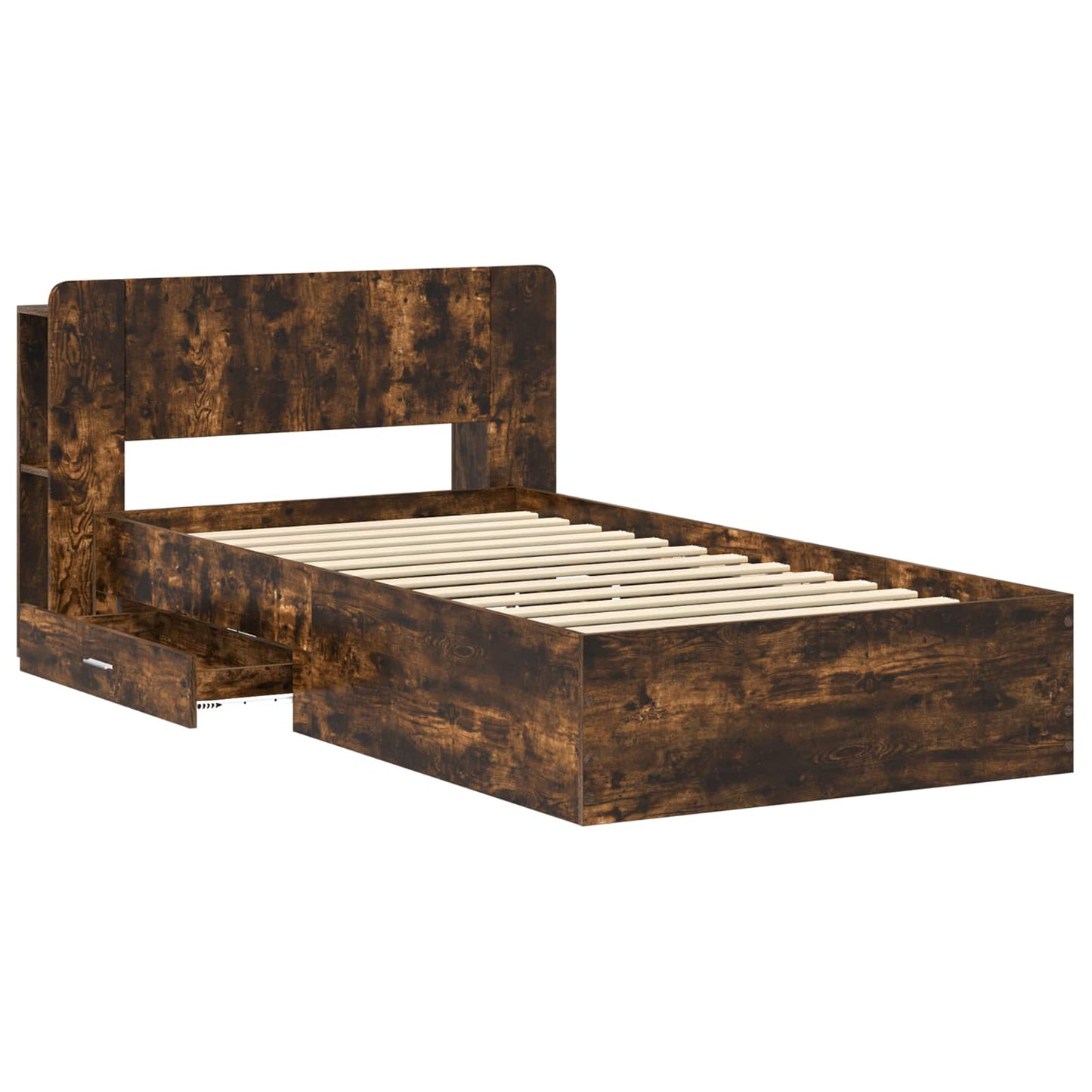 Bed Frame with Storage Smoked Oak 100 x 200 cm Engineered Wood