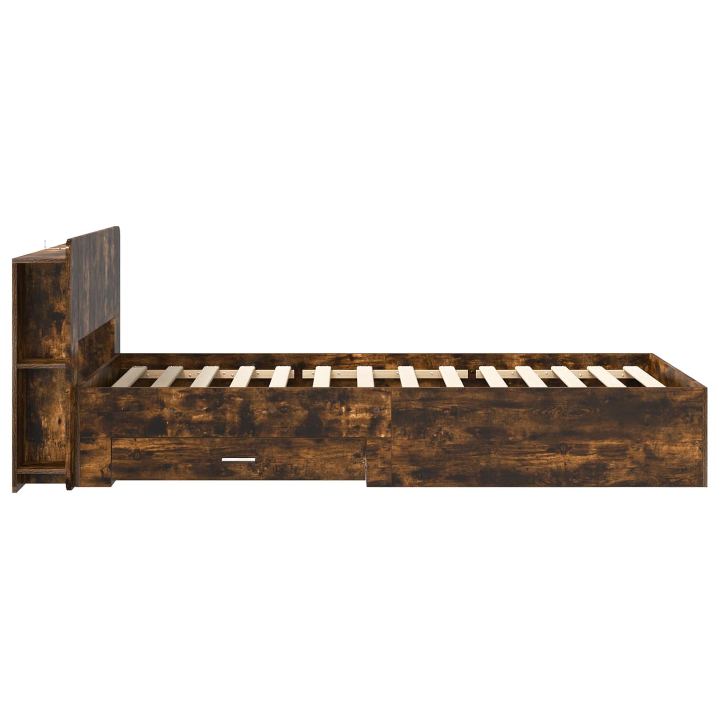 Bed Frame with Storage Smoked Oak 100 x 200 cm Engineered Wood