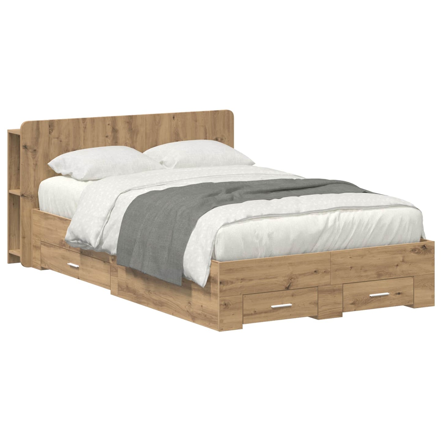 Bed Frame with Storage Artisan Oak 120 x 190 cm Engineered Wood