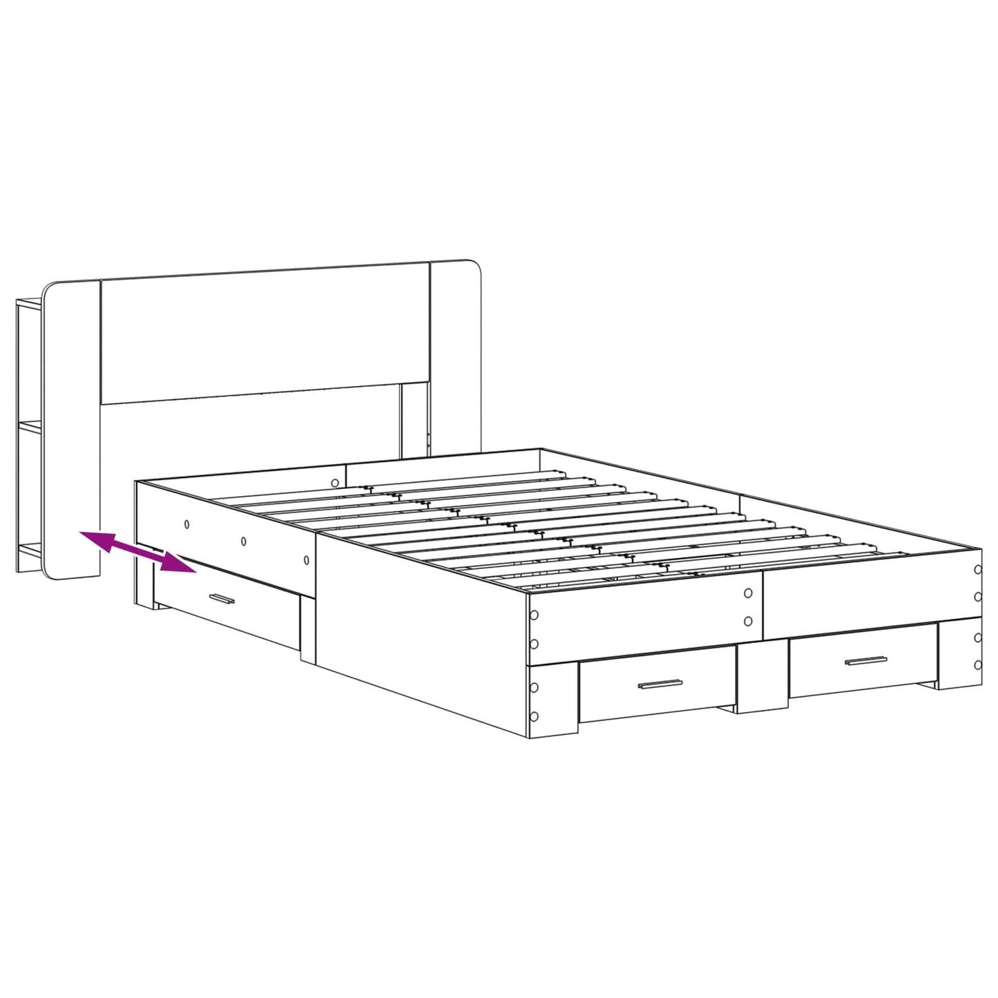 Bed Frame with Storage Artisan Oak 120 x 190 cm Engineered Wood