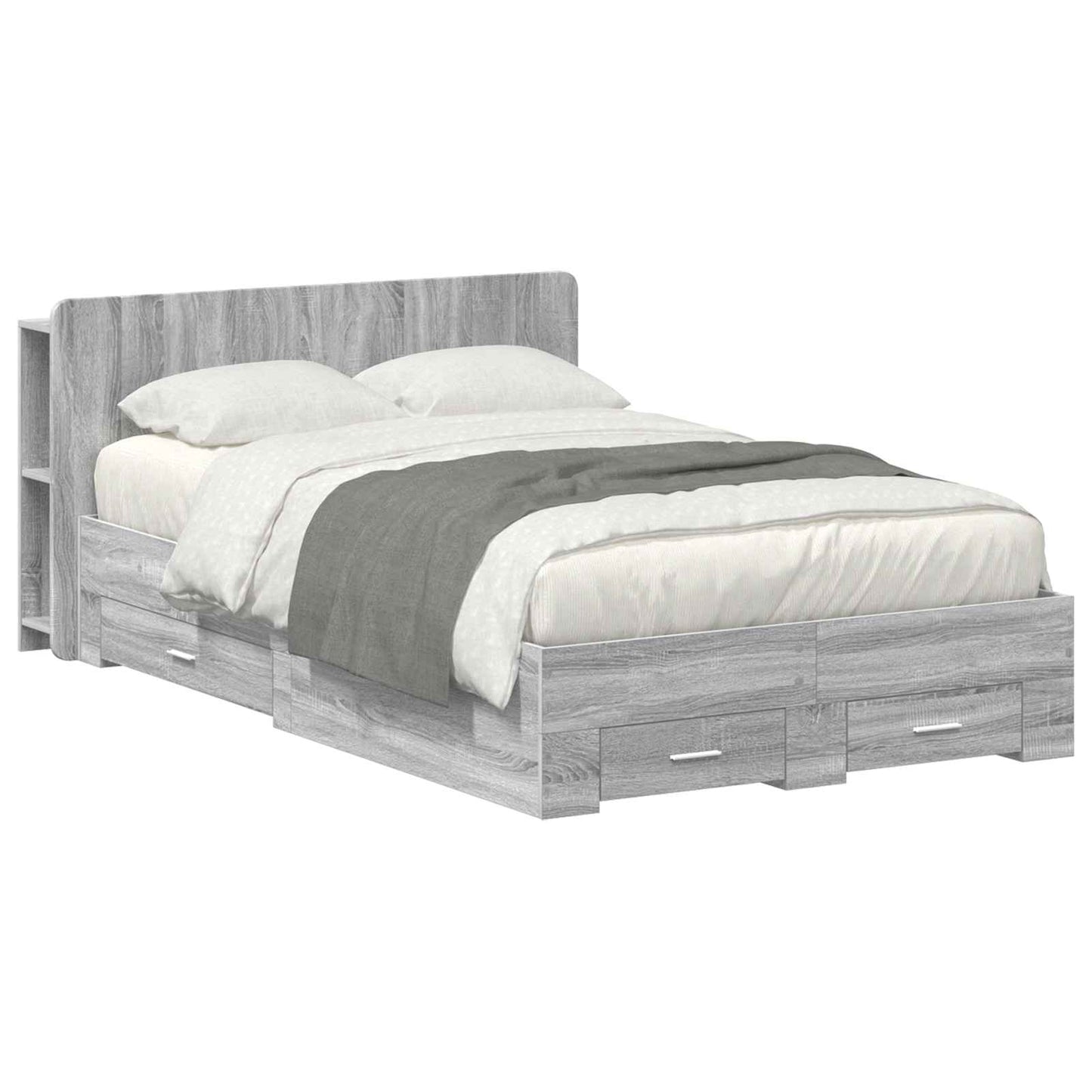 Bed Frame with Storage Grey Sonoma 120 x 190 cm Engineered Wood